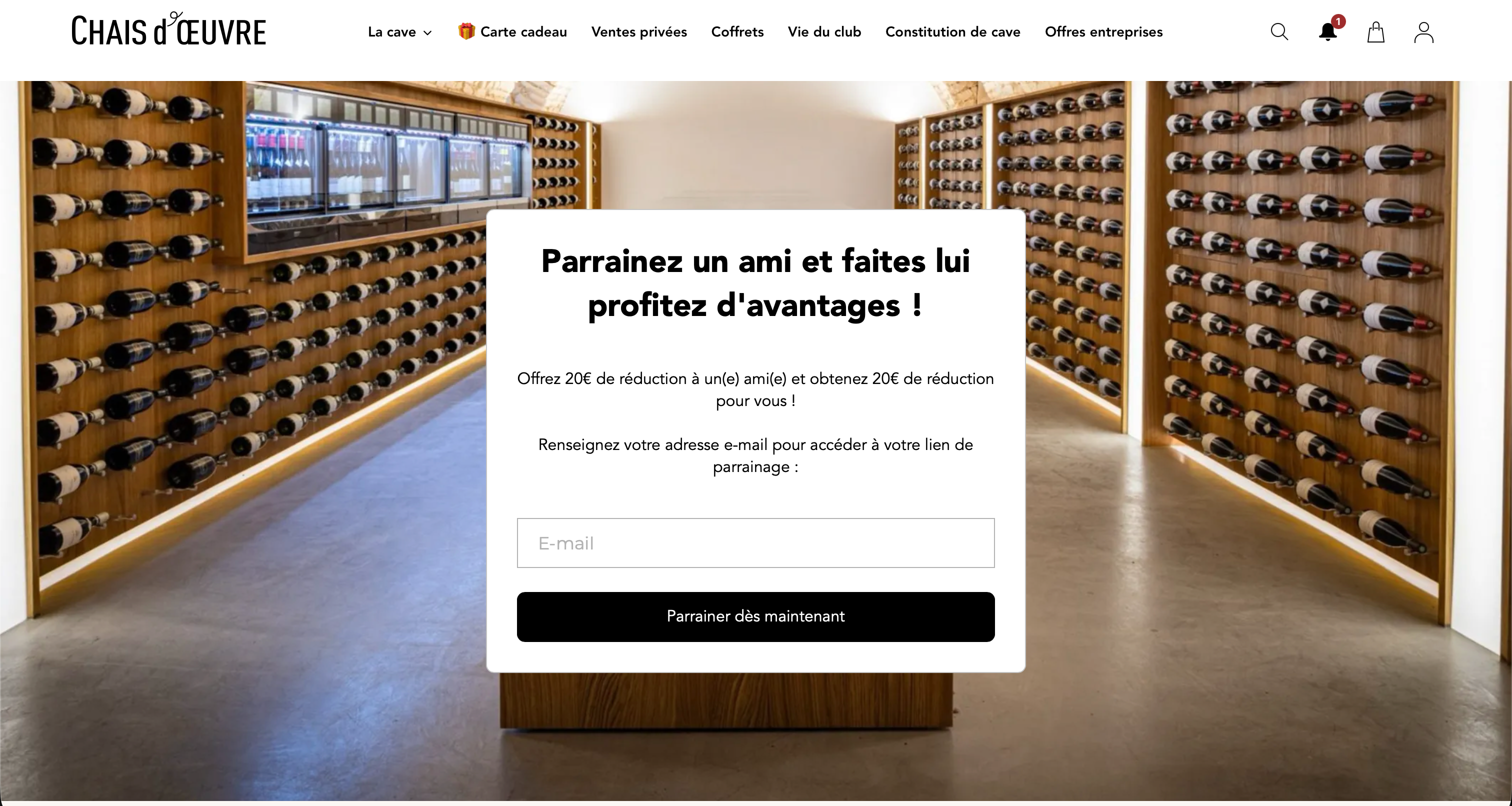 Capture d'écran 1 du programme de parrainage chais d oeuvre
