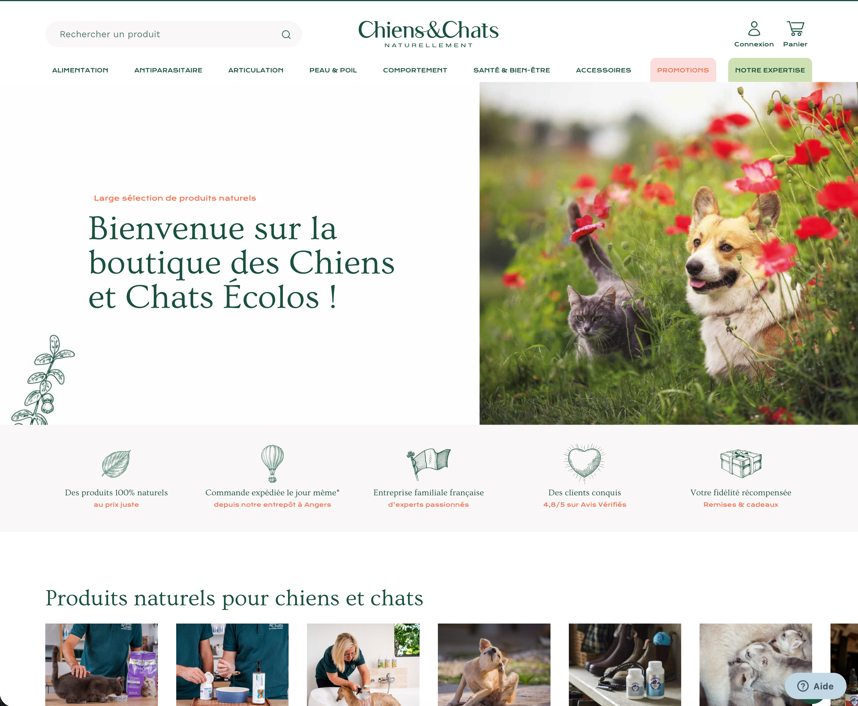 Capture d'écran 1 du programme de parrainage Chiens et Chats Naturellement