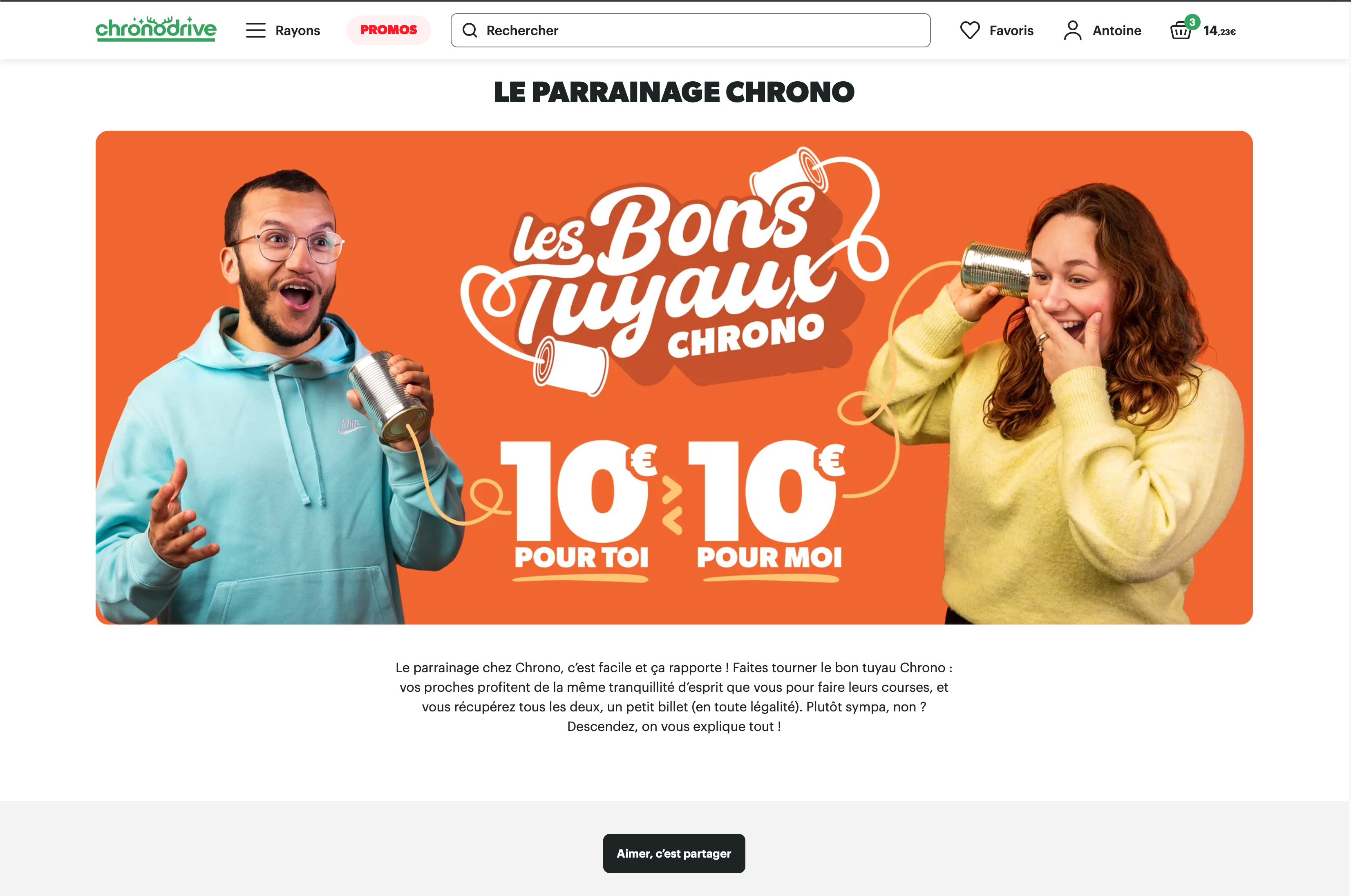 Capture d'écran 3 du programme de parrainage Chronodrive