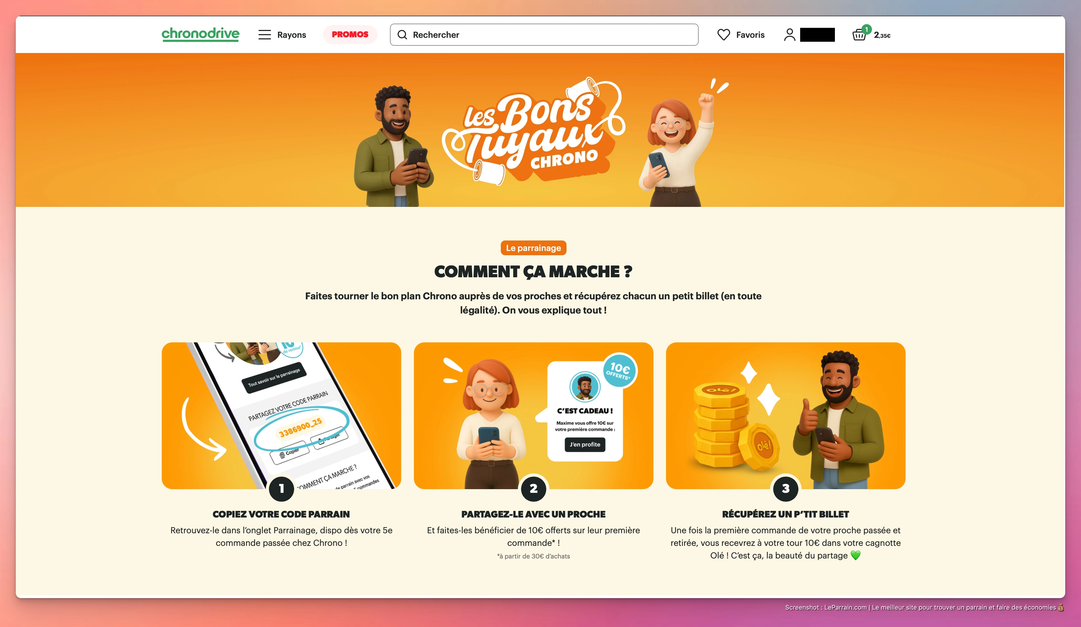 Capture d'écran 6 du programme de parrainage Chronodrive