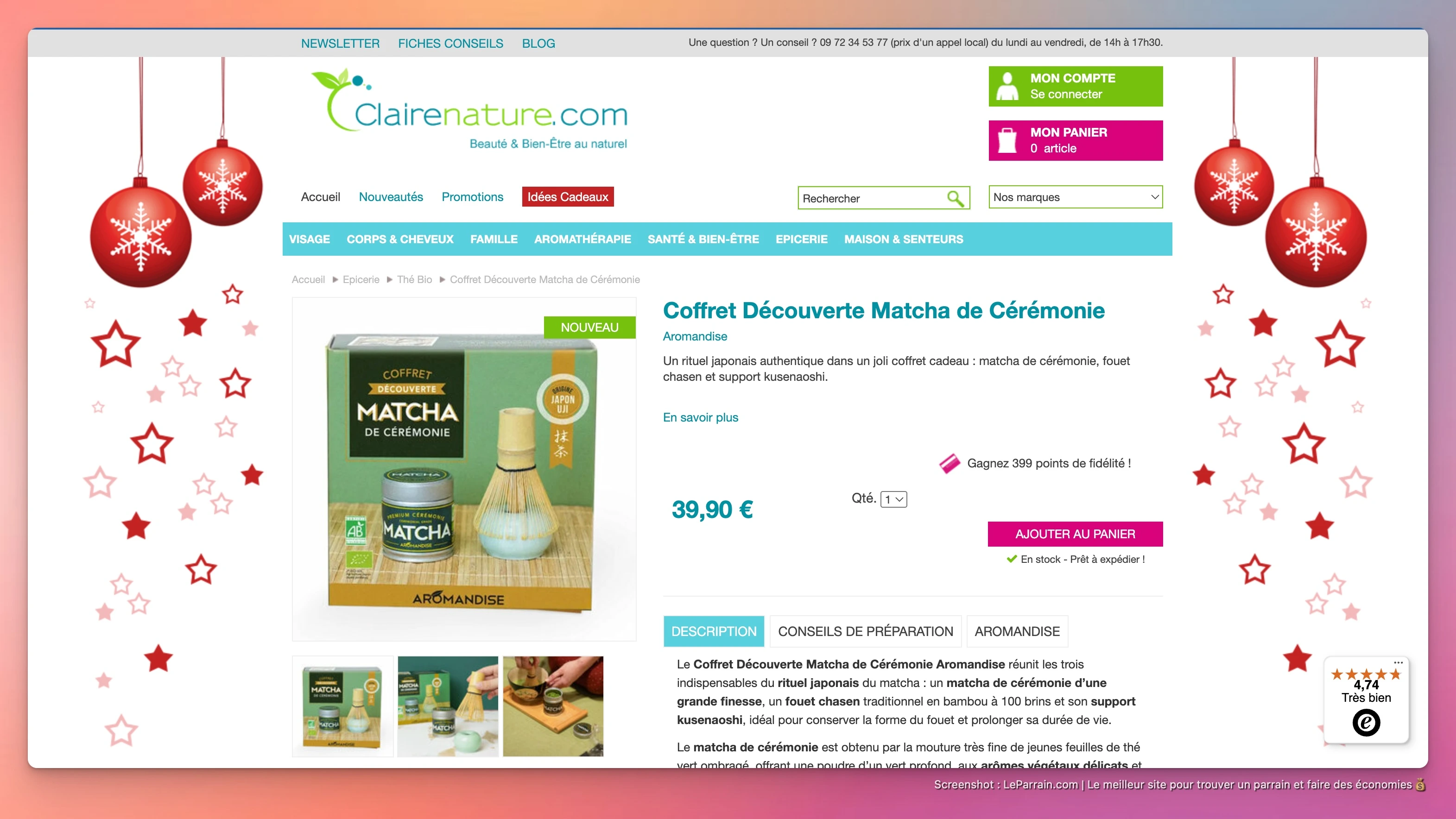 Capture d'écran 1 du programme de parrainage Claire Nature