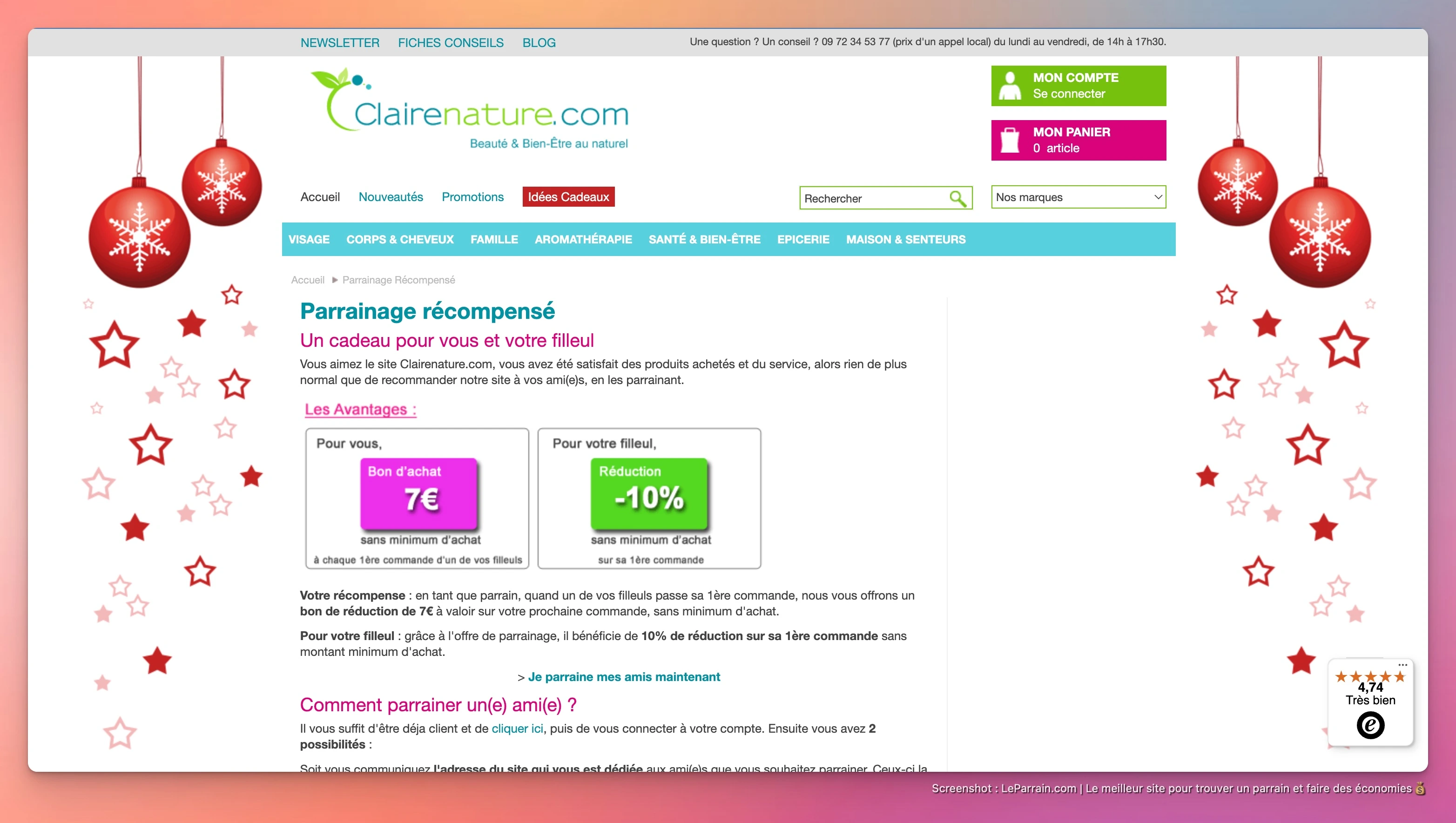 Capture d'écran 3 du programme de parrainage Claire Nature