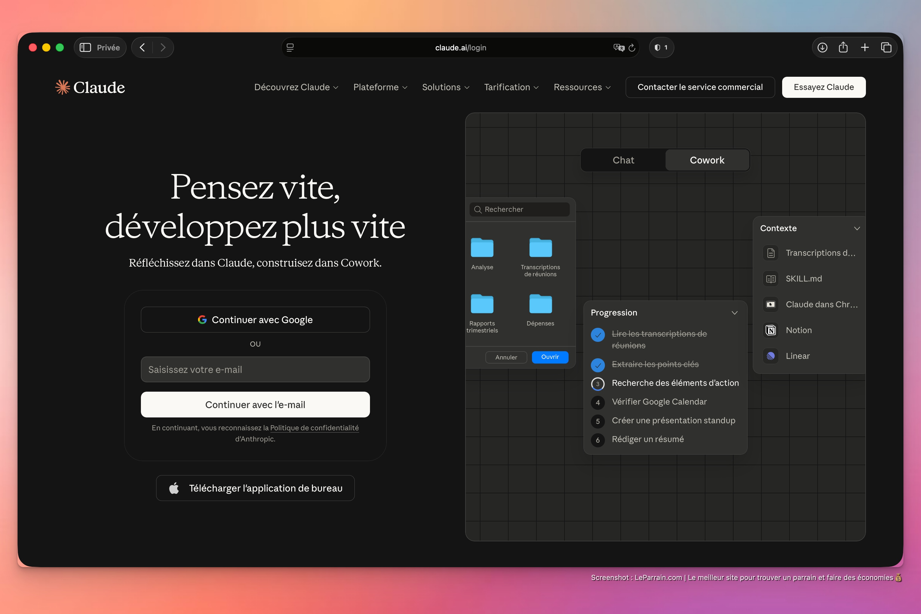Capture d'écran 1 du programme de parrainage Claude
