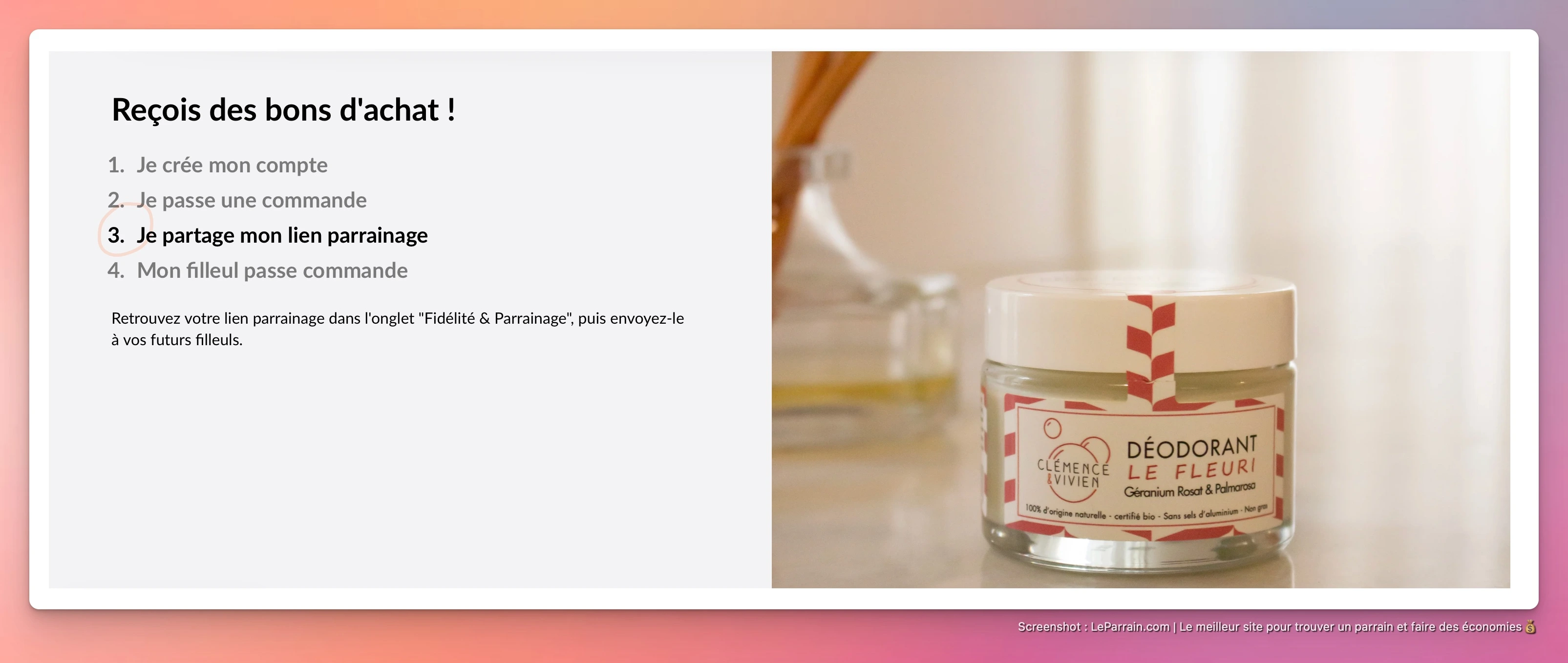 Capture d'écran 3 du programme de parrainage Clémence et Vivien