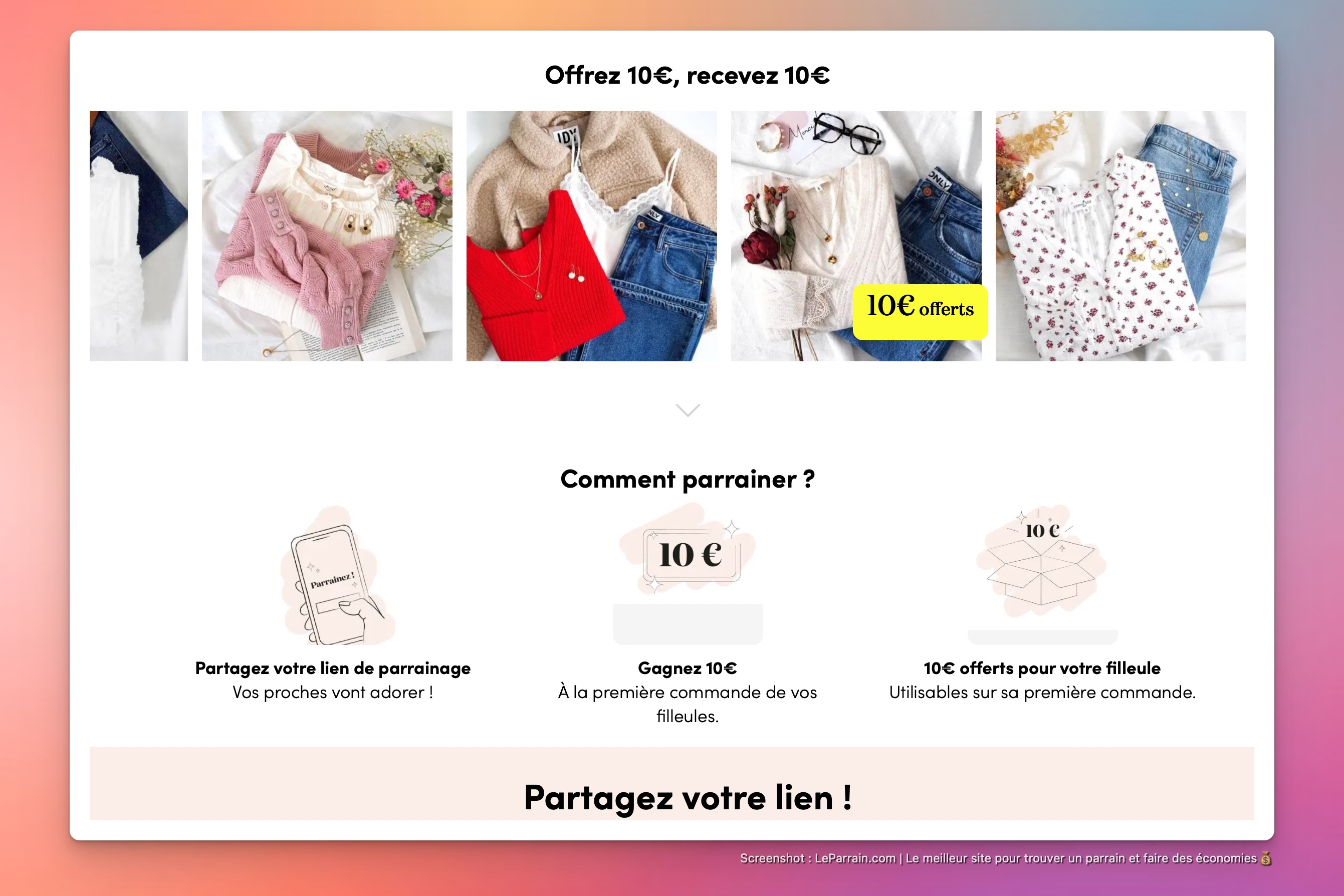Capture d'écran 7 du programme de parrainage Clic & Fit
