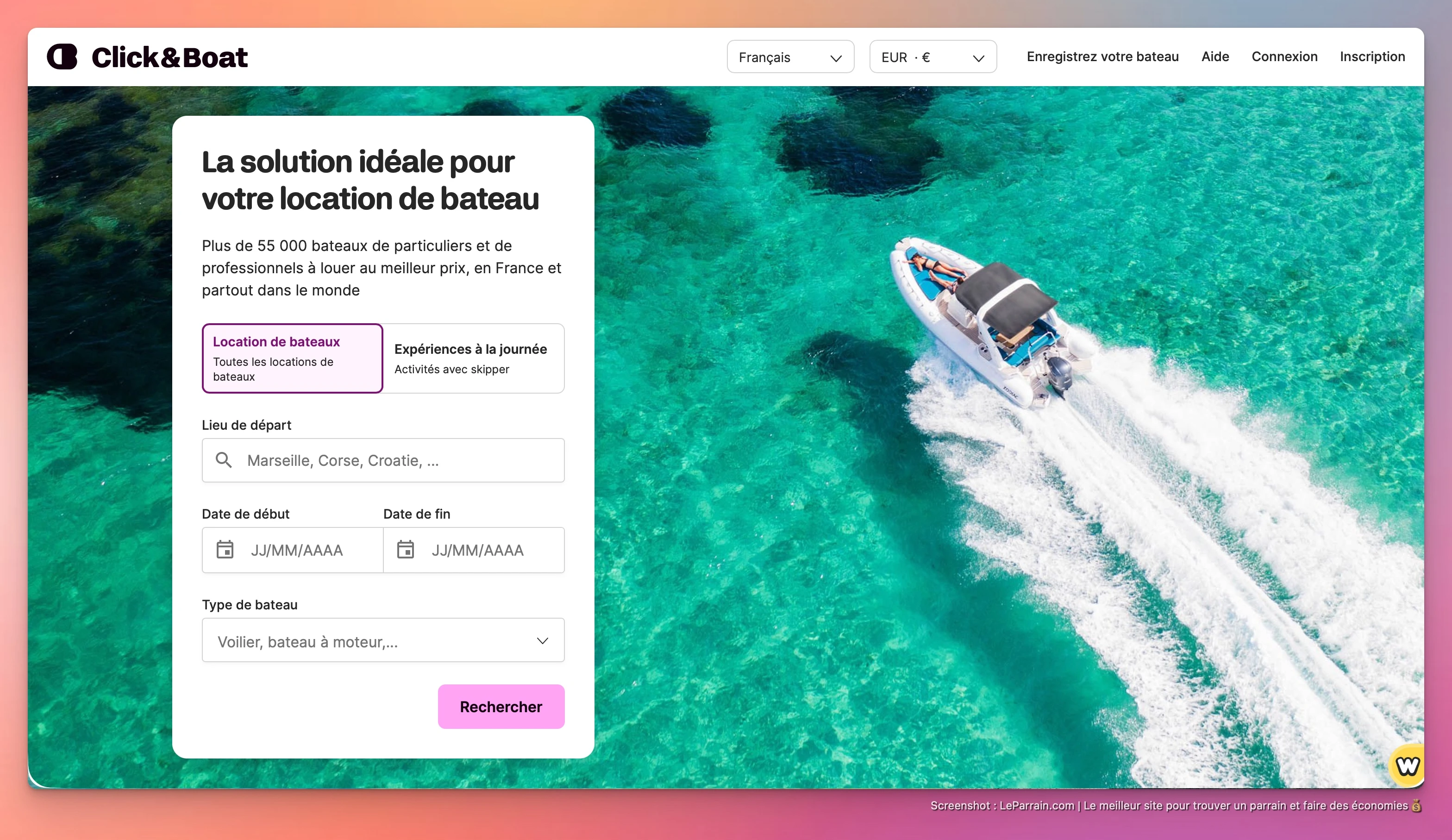 Capture d'écran 2 du programme de parrainage Click&Boat