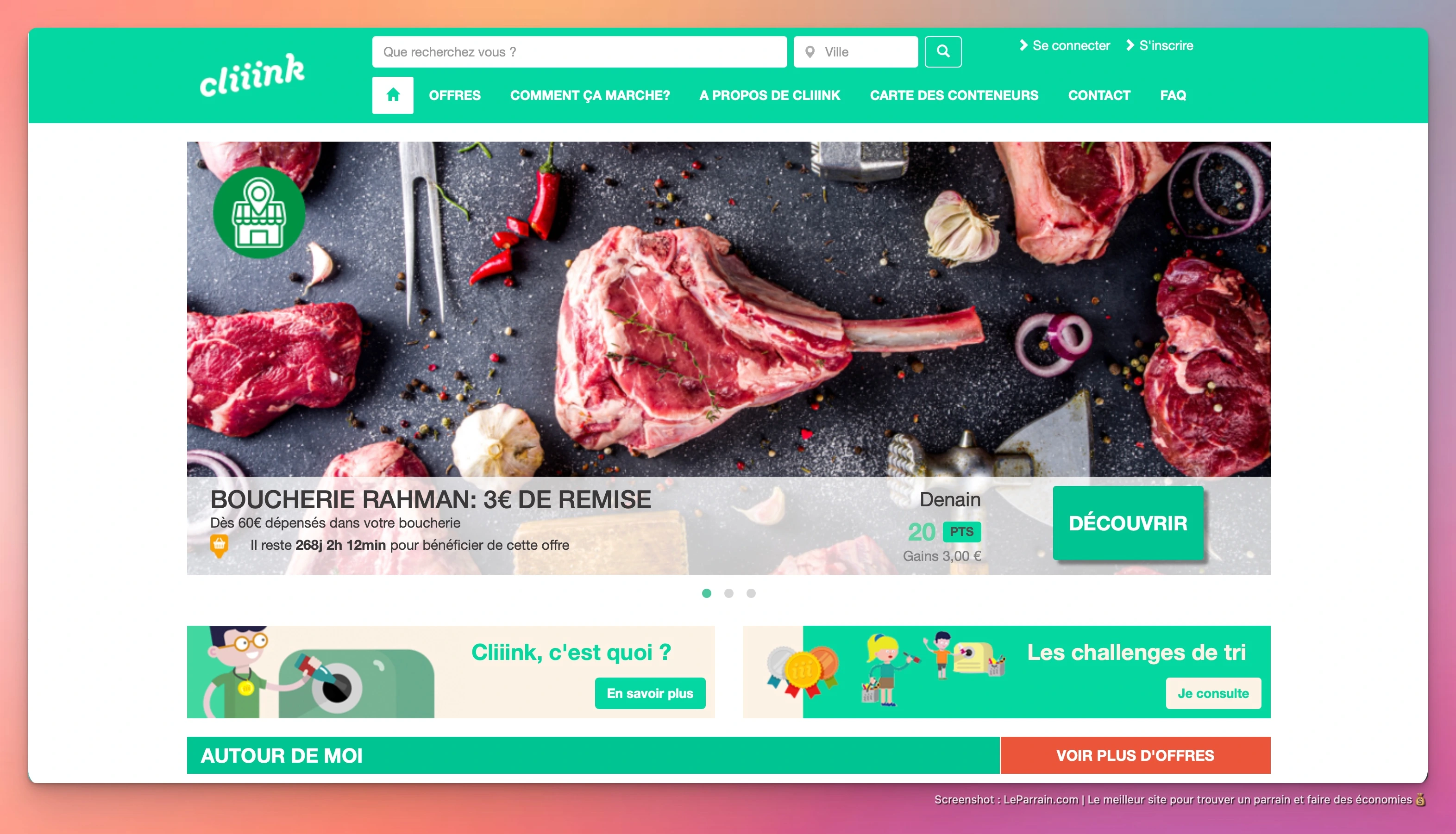 Capture d'écran 1 du programme de parrainage Cliiink