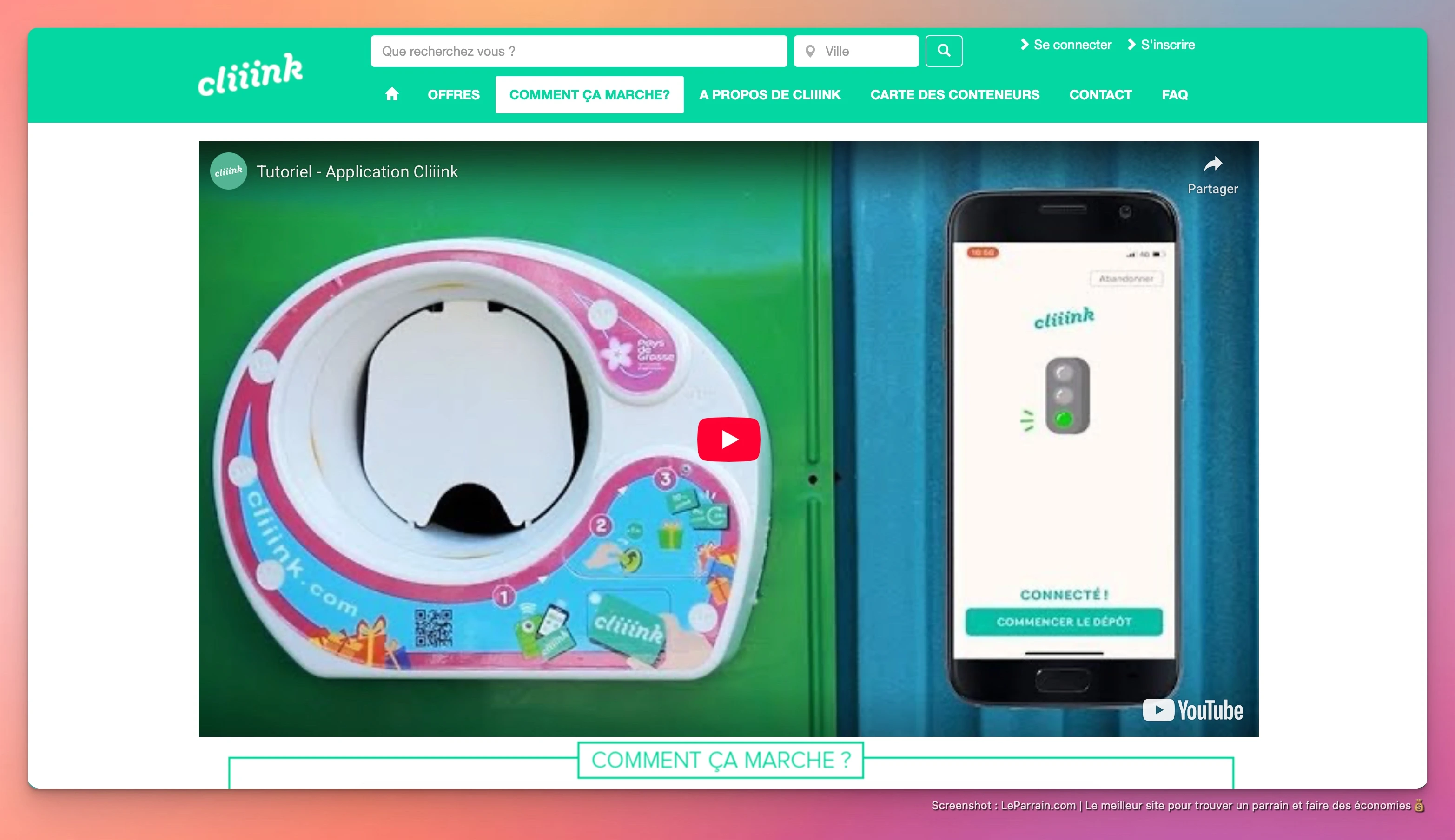 Capture d'écran 2 du programme de parrainage Cliiink