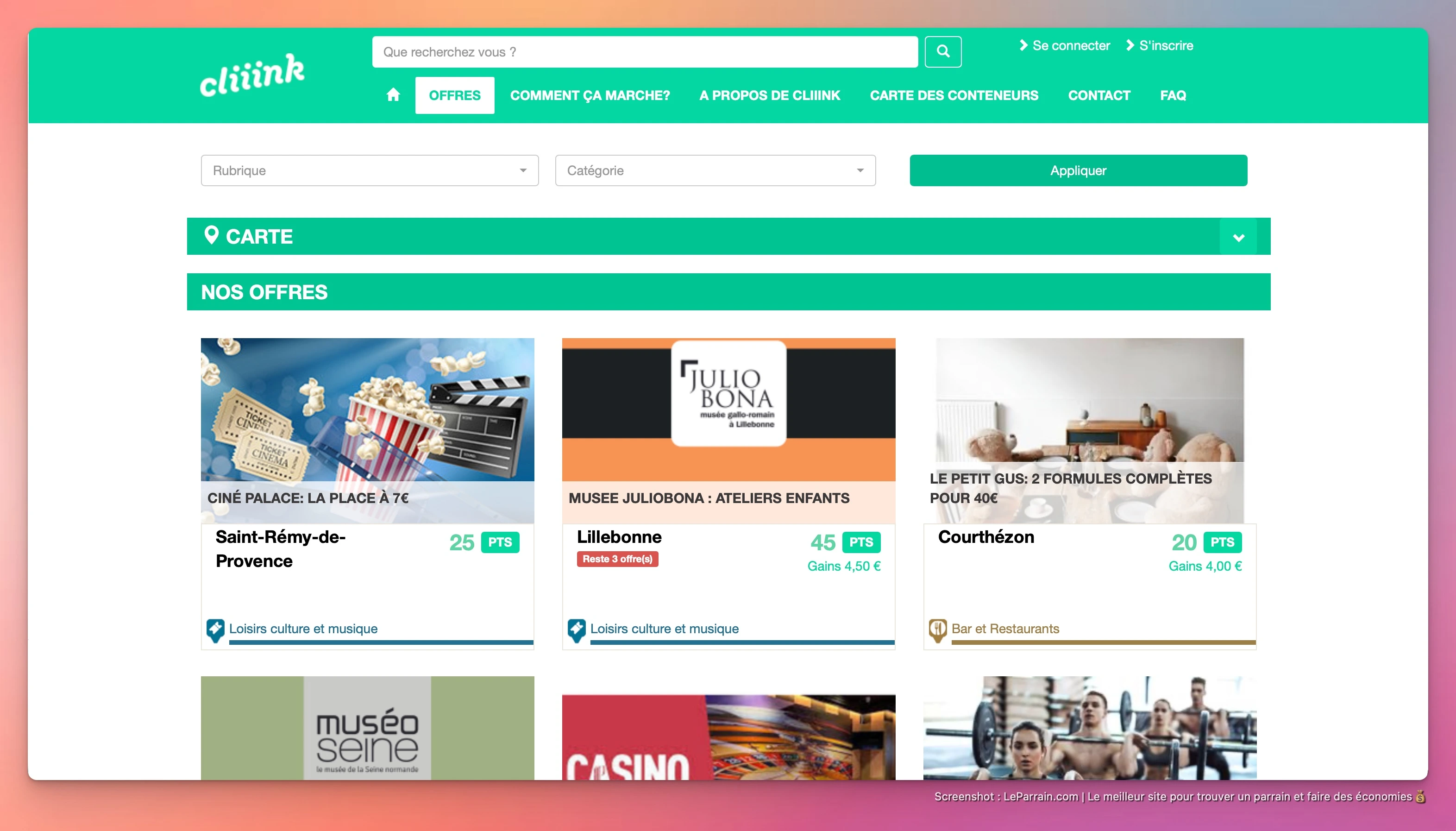 Capture d'écran 3 du programme de parrainage Cliiink
