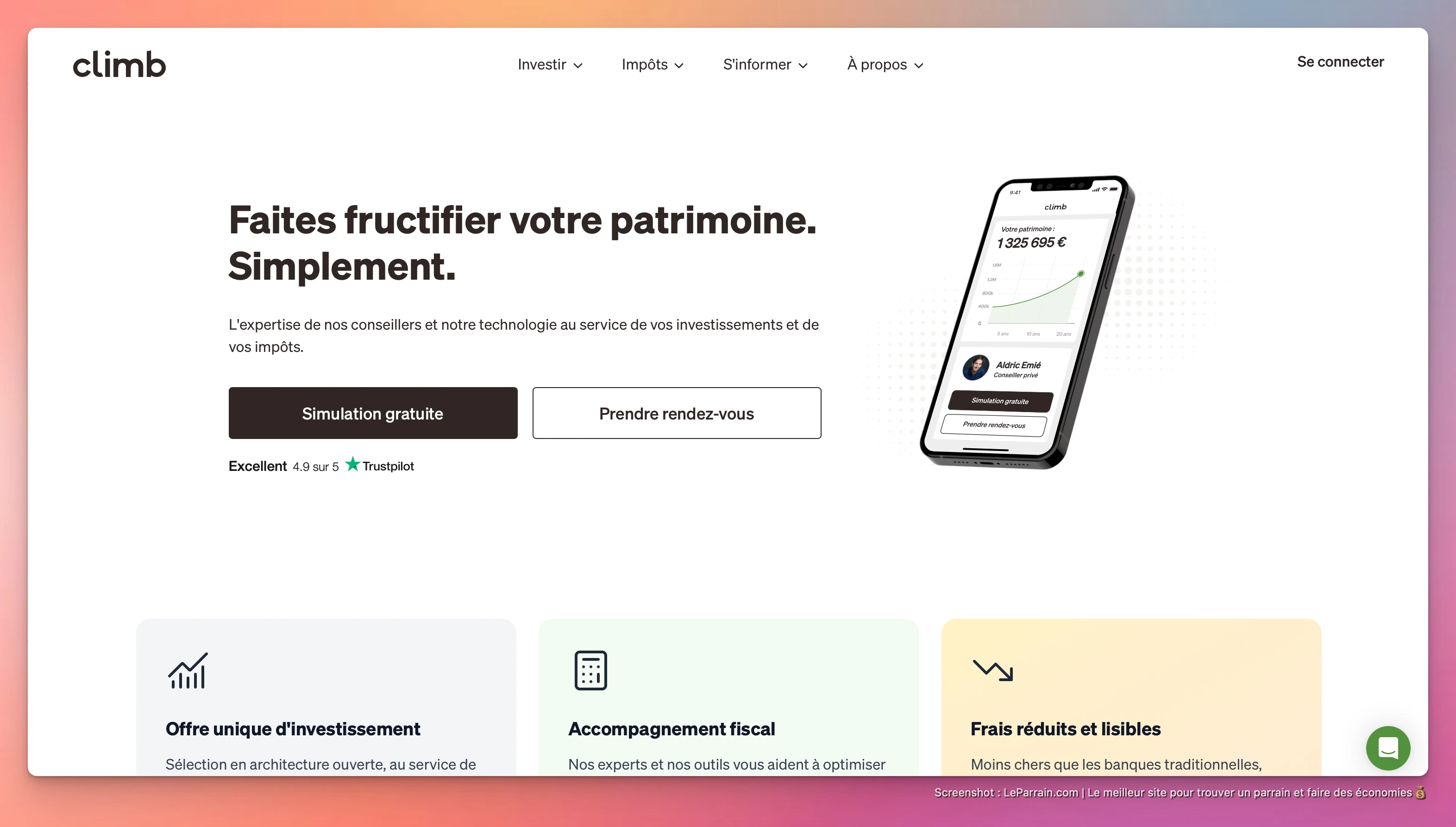 Capture d'écran 2 du programme de parrainage Climb
