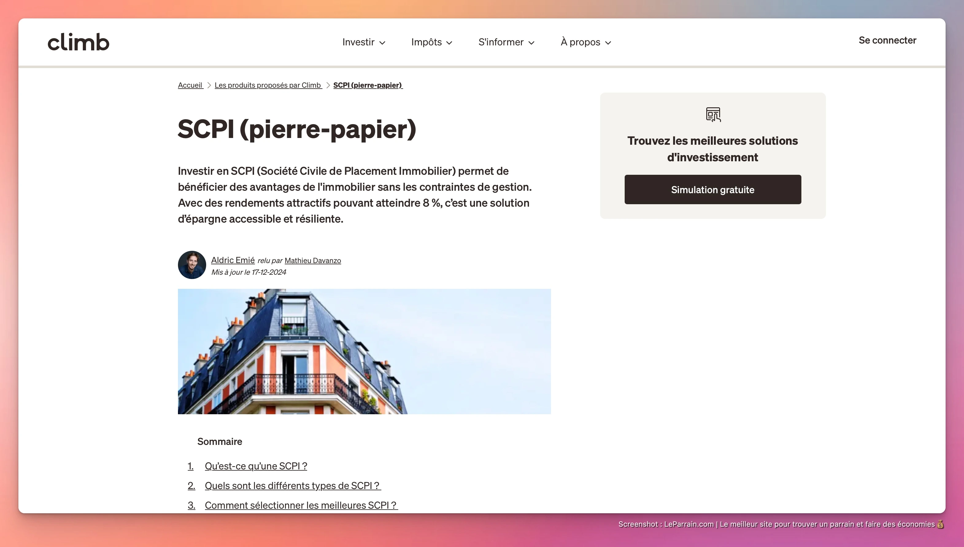 Capture d'écran 4 du programme de parrainage Climb