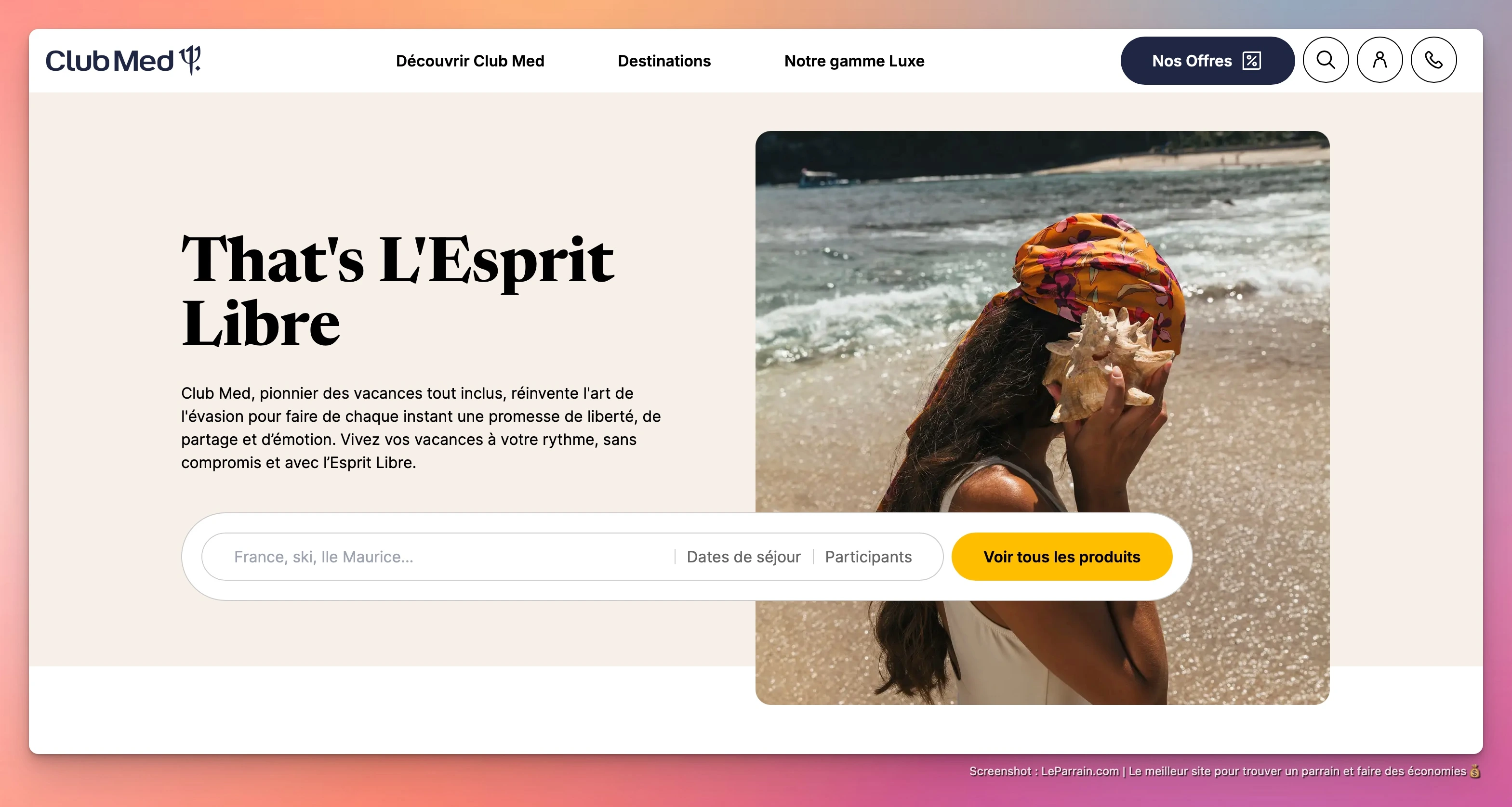 Capture d'écran 2 du programme de parrainage Club Med