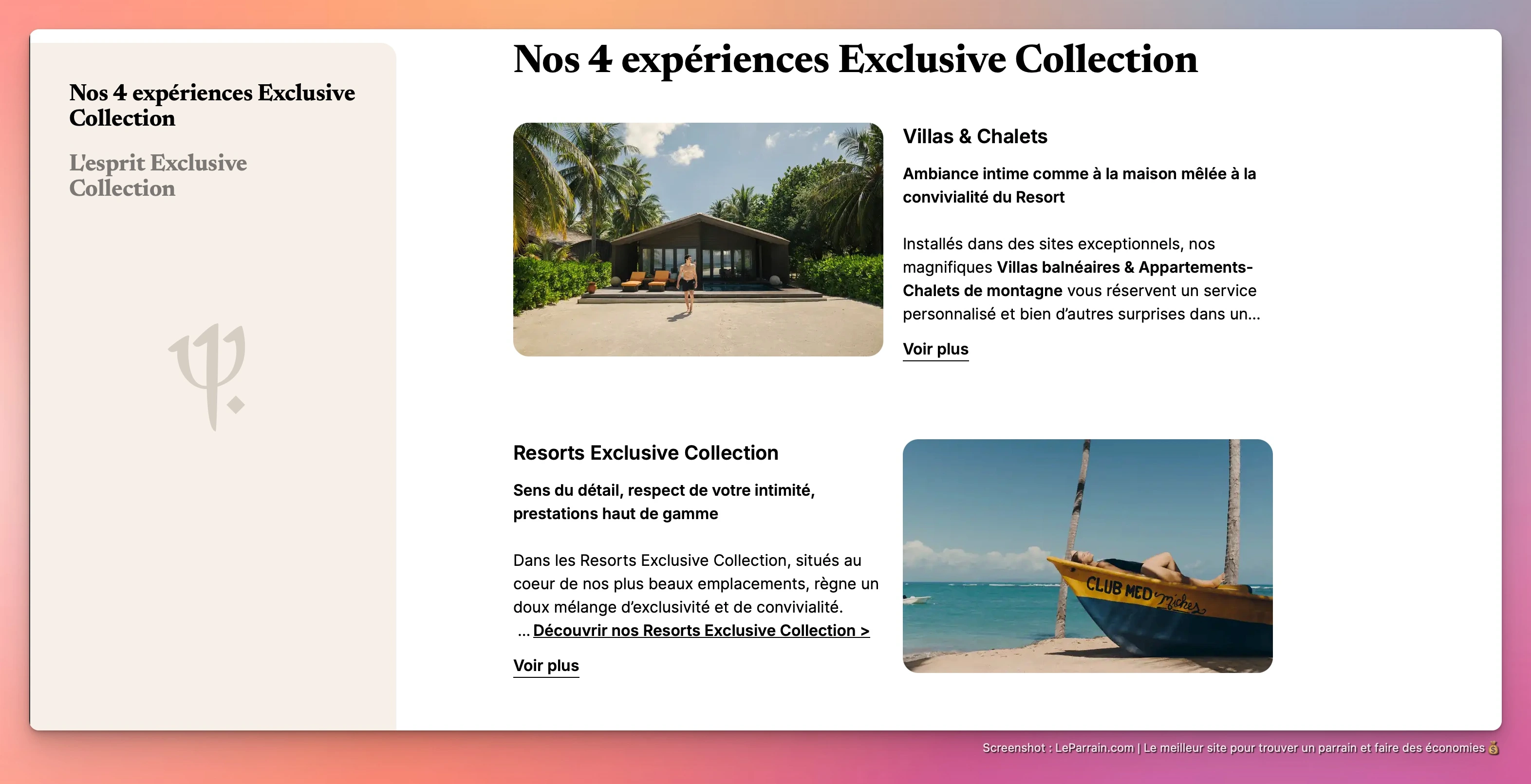 Capture d'écran 3 du programme de parrainage Club Med
