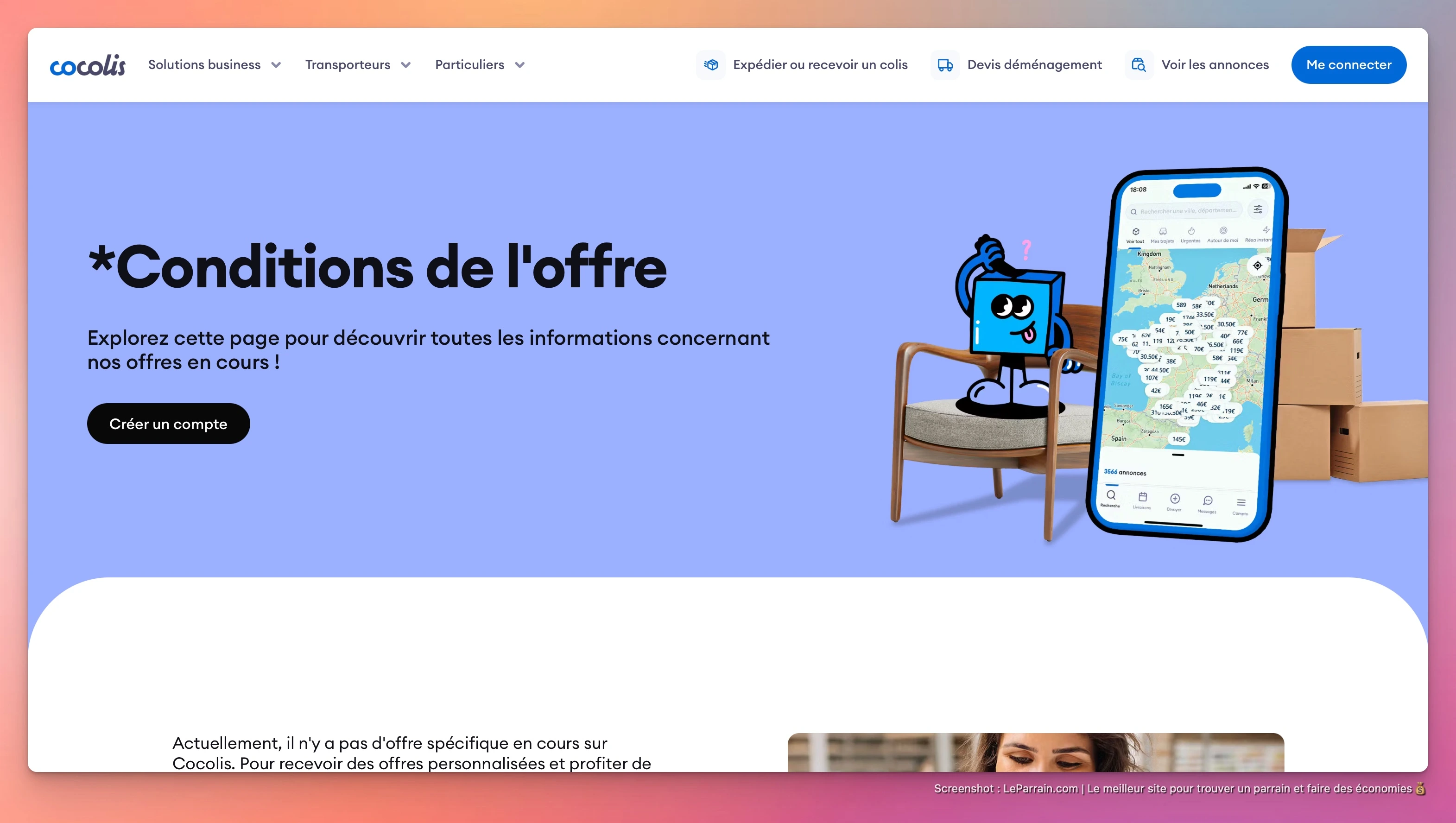 Capture d'écran 3 du programme de parrainage Cocolis
