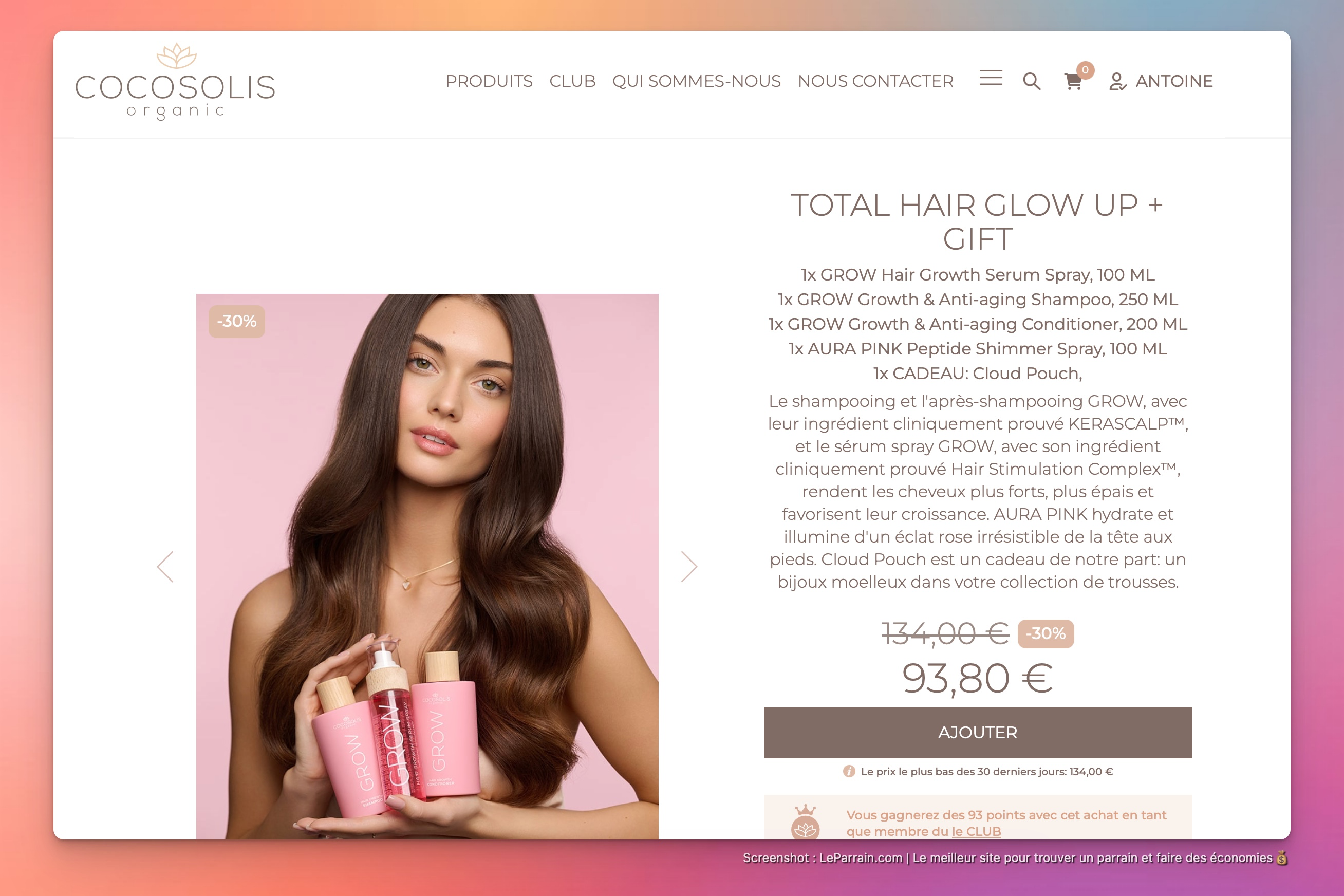 Capture d'écran 1 du programme de parrainage Cocosolis