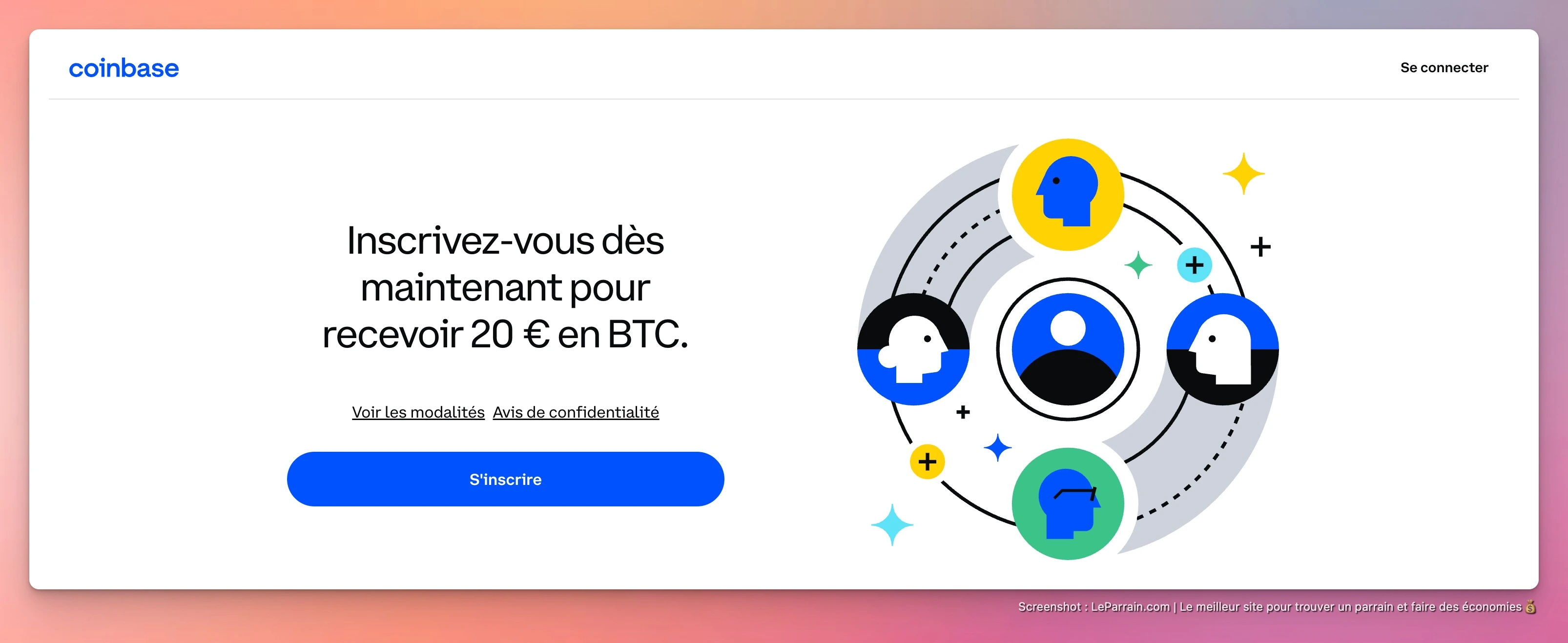 Capture d'écran 1 du programme de parrainage Coinbase