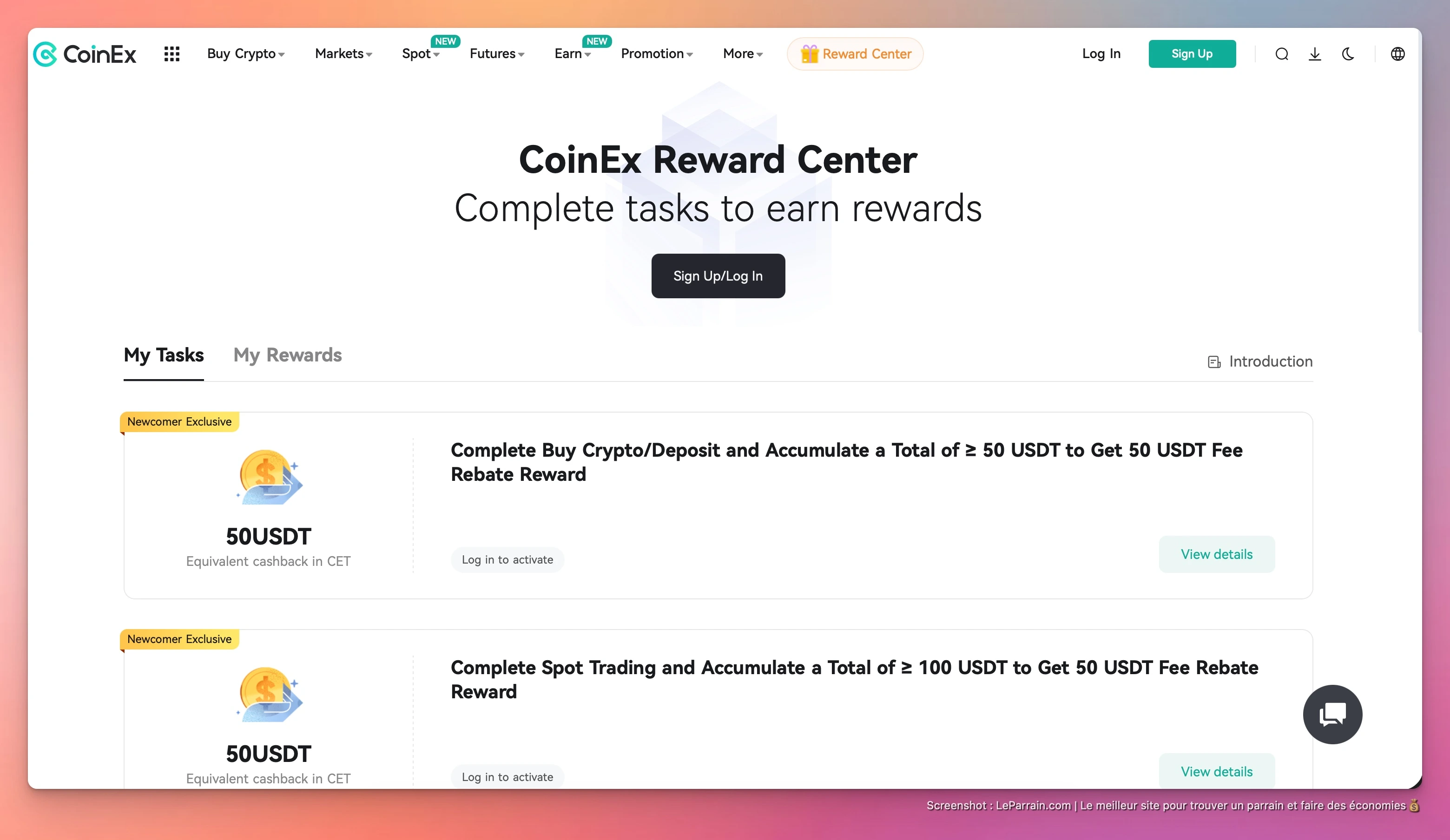 Capture d'écran 3 du programme de parrainage CoinEx