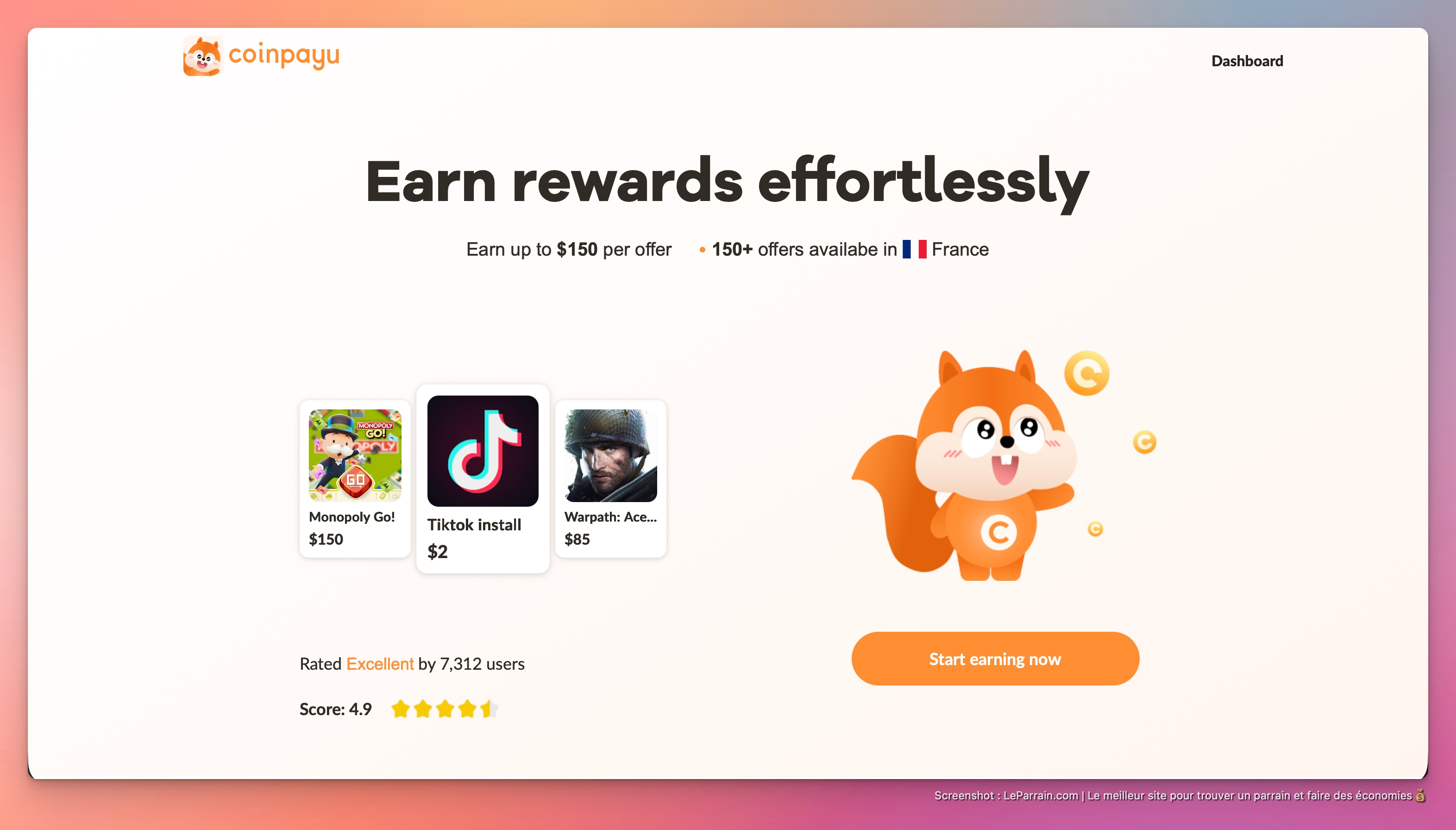 Capture d'écran 3 du programme de parrainage Coinpayu