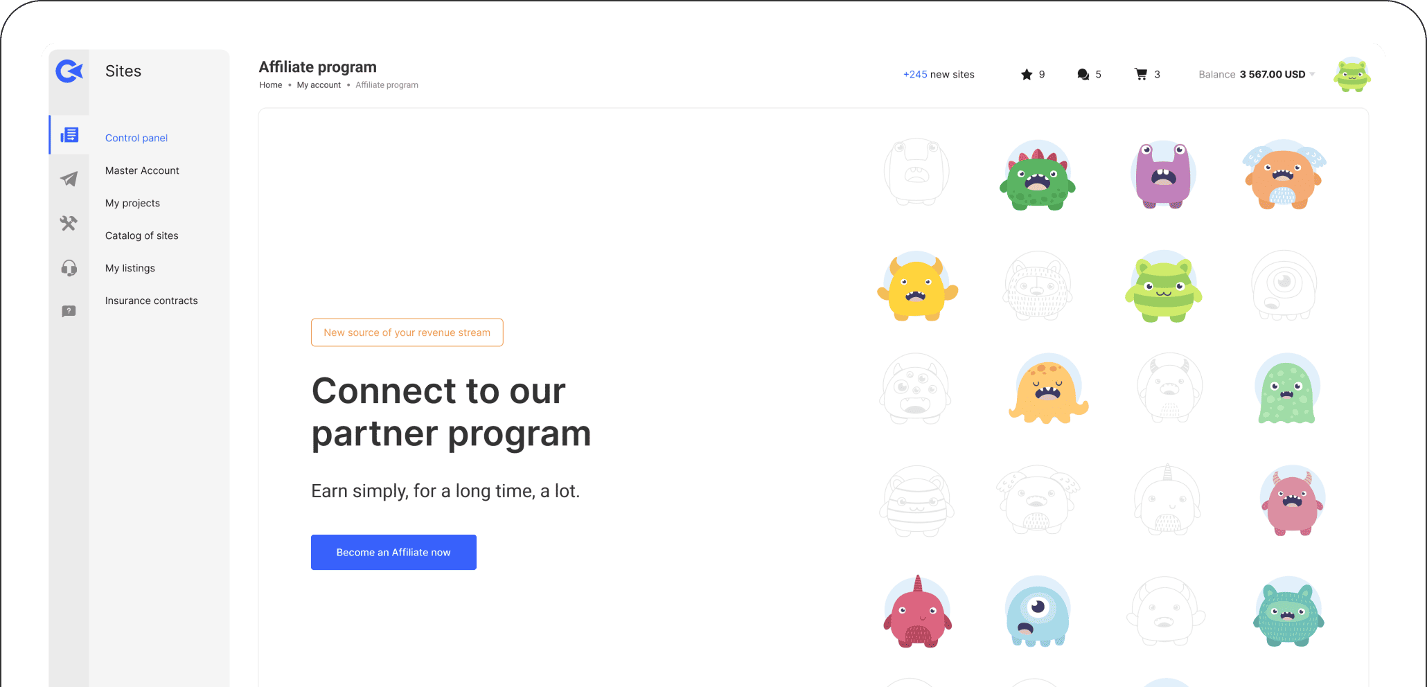 Capture d'écran 1 du programme de parrainage Collaborator.pro