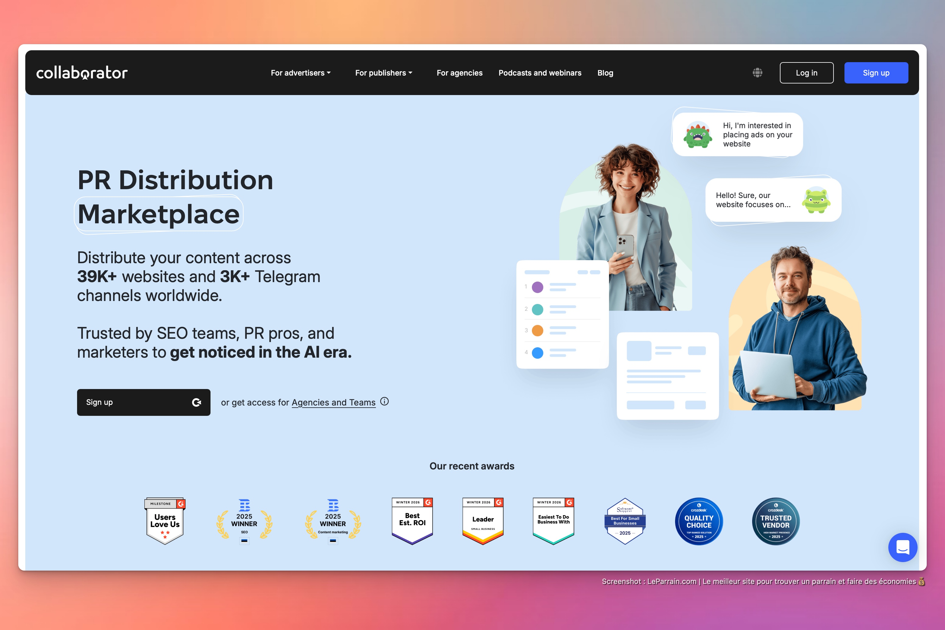 Capture d'écran 3 du programme de parrainage Collaborator.pro