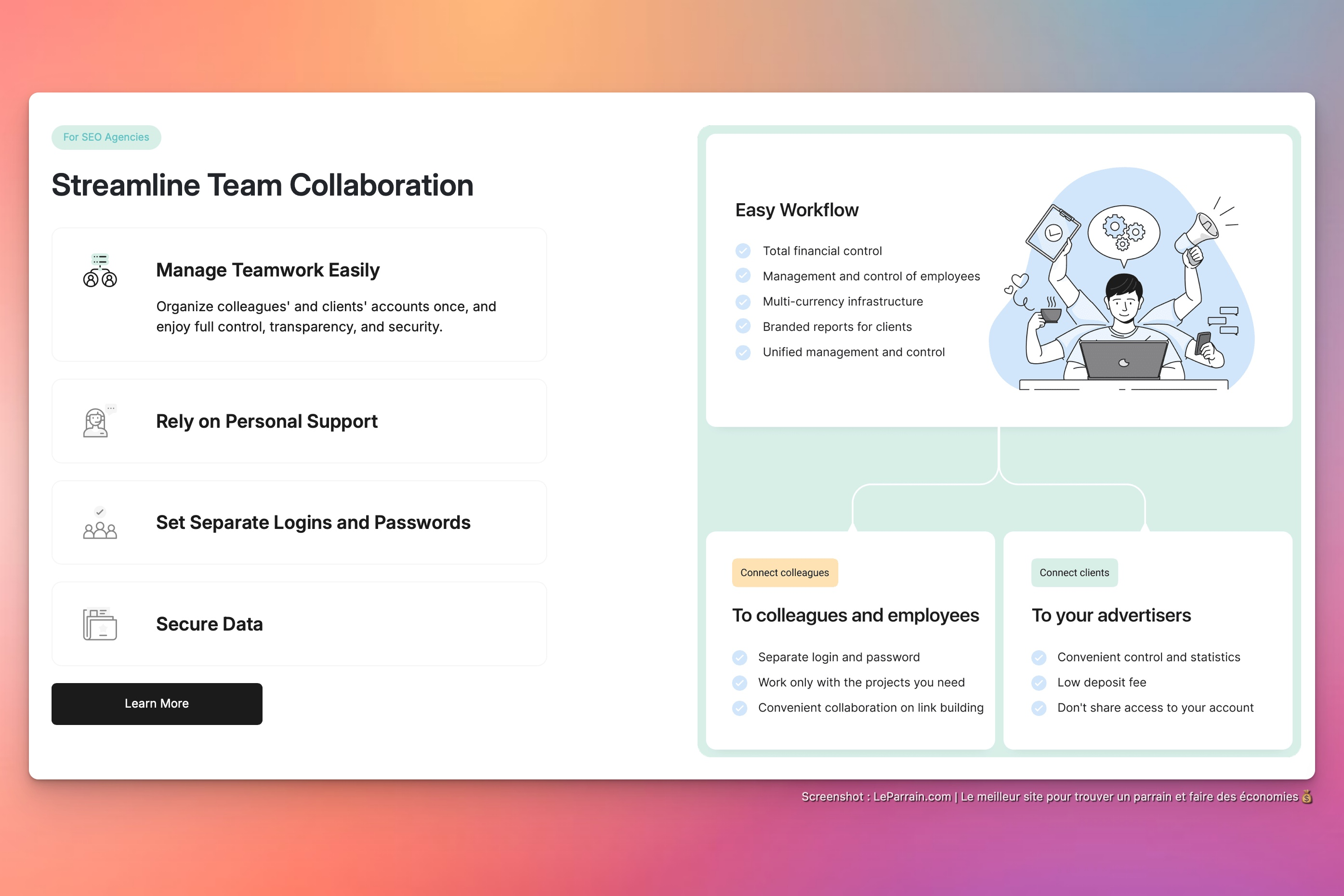 Capture d'écran 8 du programme de parrainage Collaborator.pro