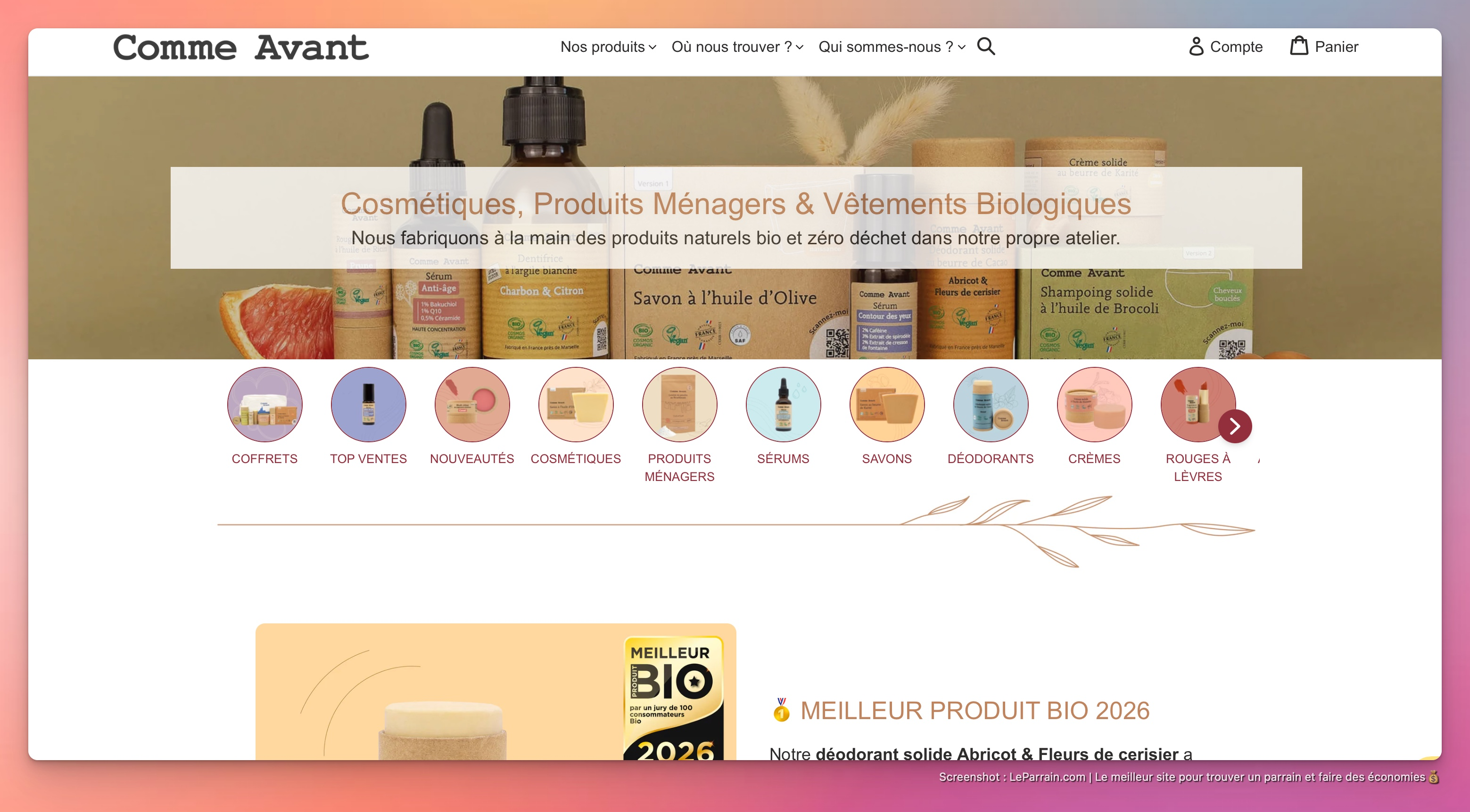 Capture d'écran 2 du programme de parrainage Comme Avant
