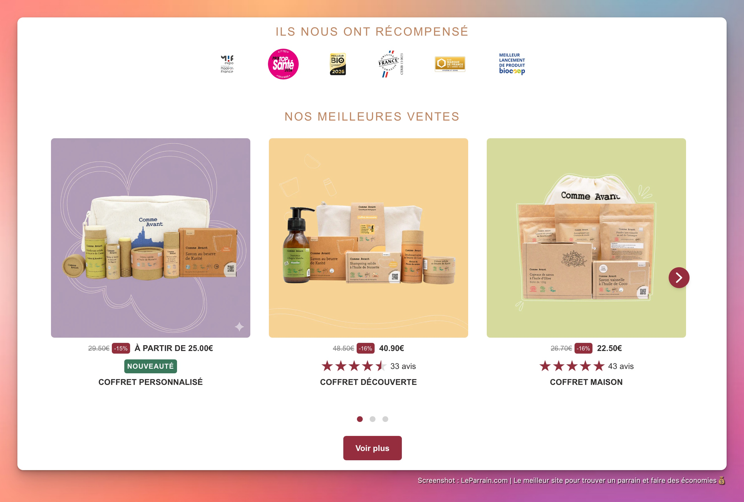 Capture d'écran 3 du programme de parrainage Comme Avant