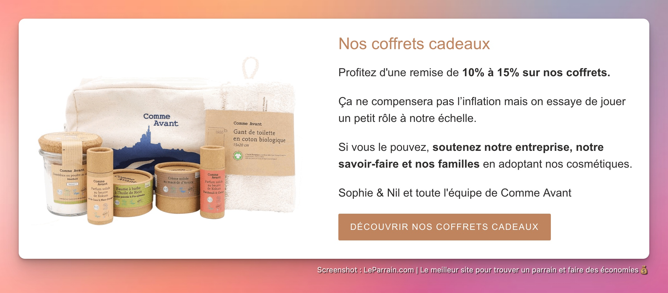 Capture d'écran 4 du programme de parrainage Comme Avant