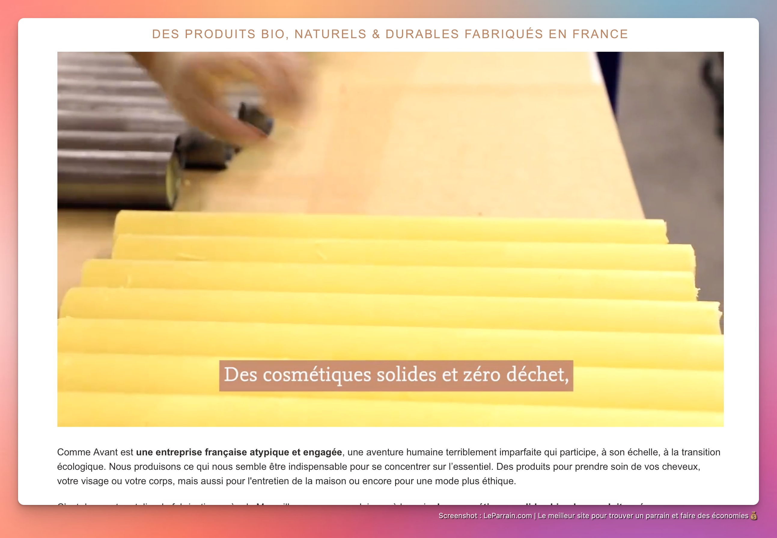 Capture d'écran 5 du programme de parrainage Comme Avant