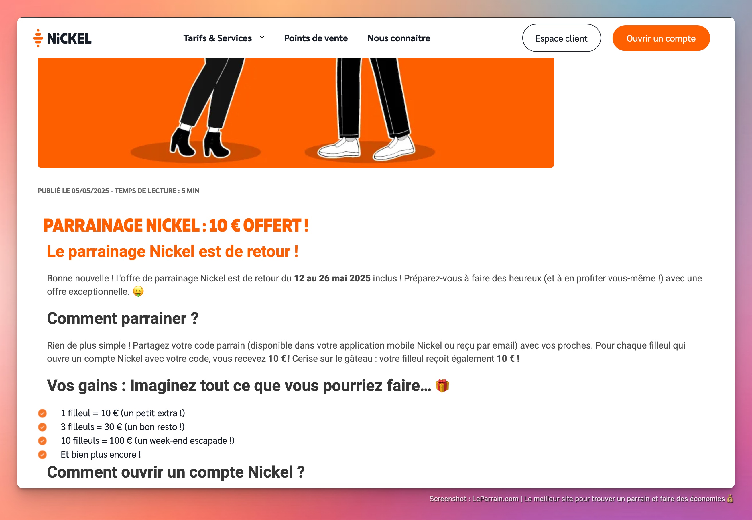 Capture d'écran 5 du programme de parrainage Compte Nickel