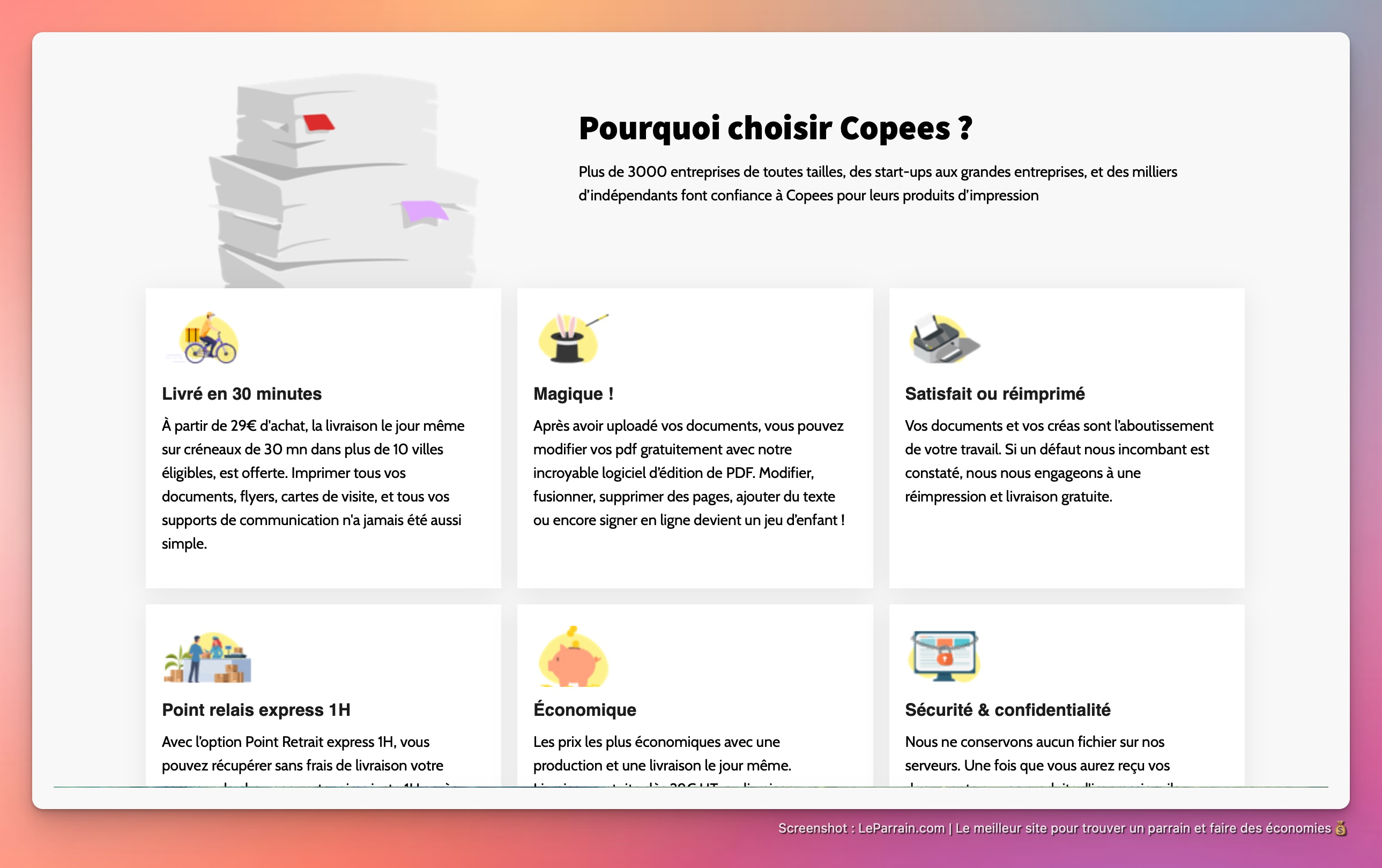 Capture d'écran 2 du programme de parrainage Copees