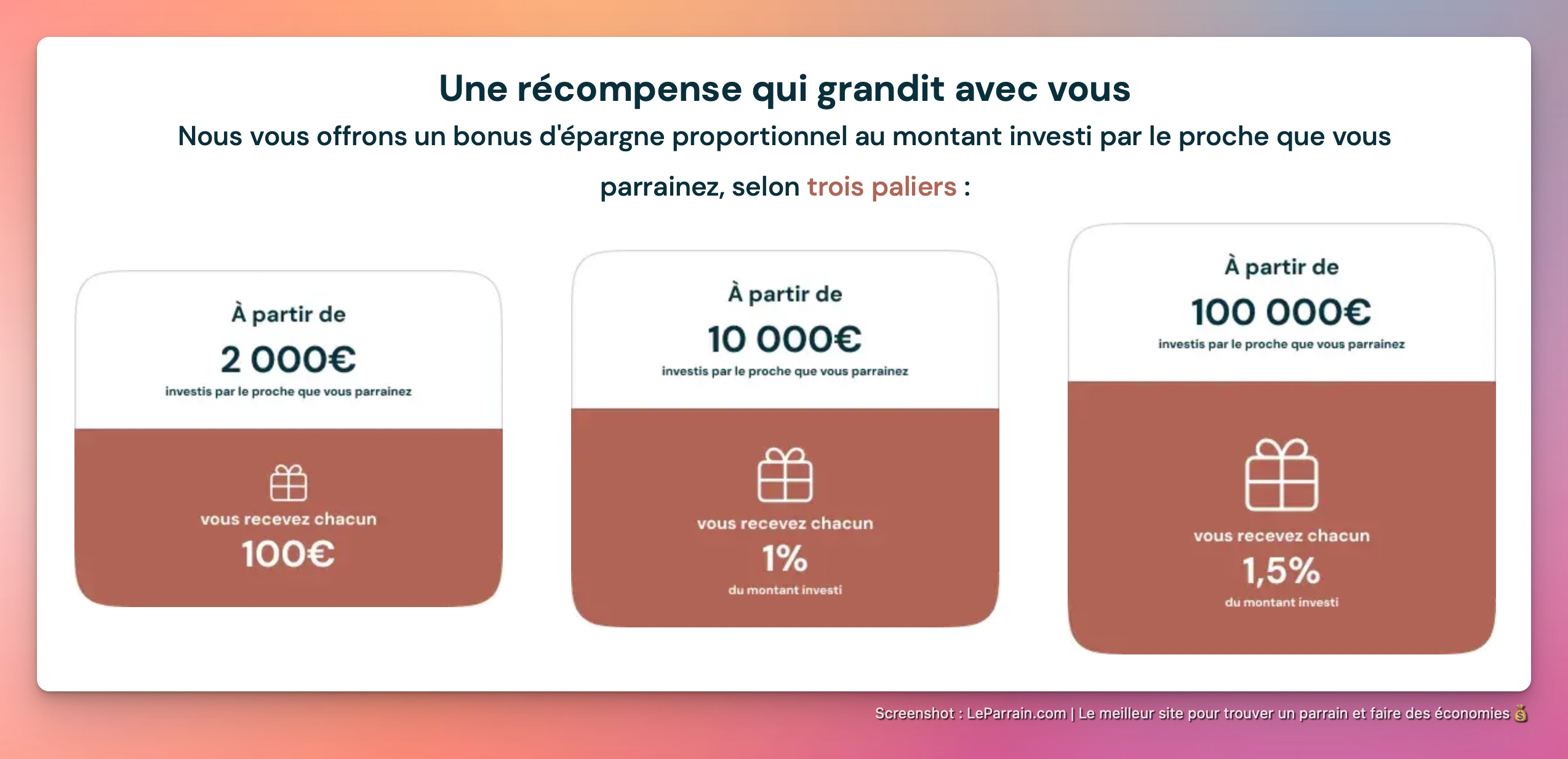 Capture d'écran 2 du programme de parrainage Corum