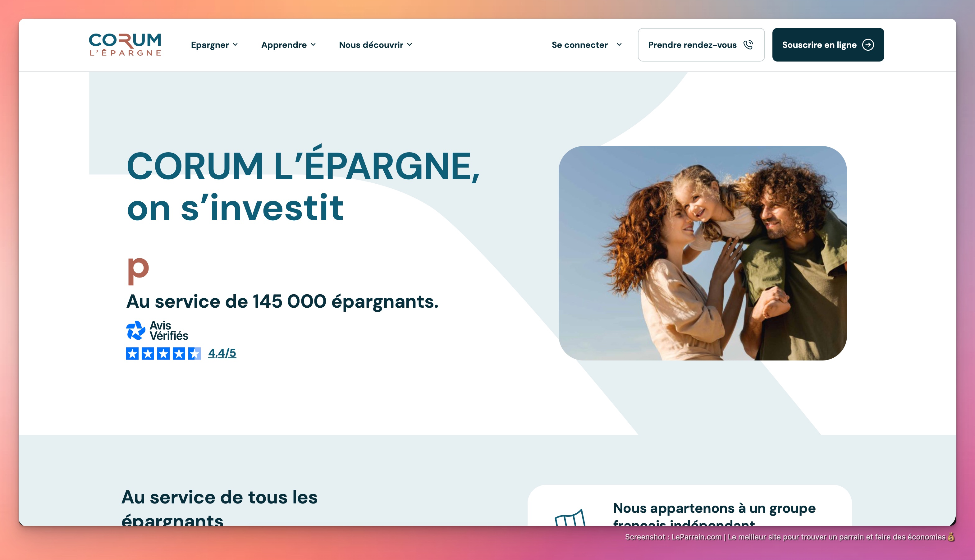 Capture d'écran 3 du programme de parrainage Corum