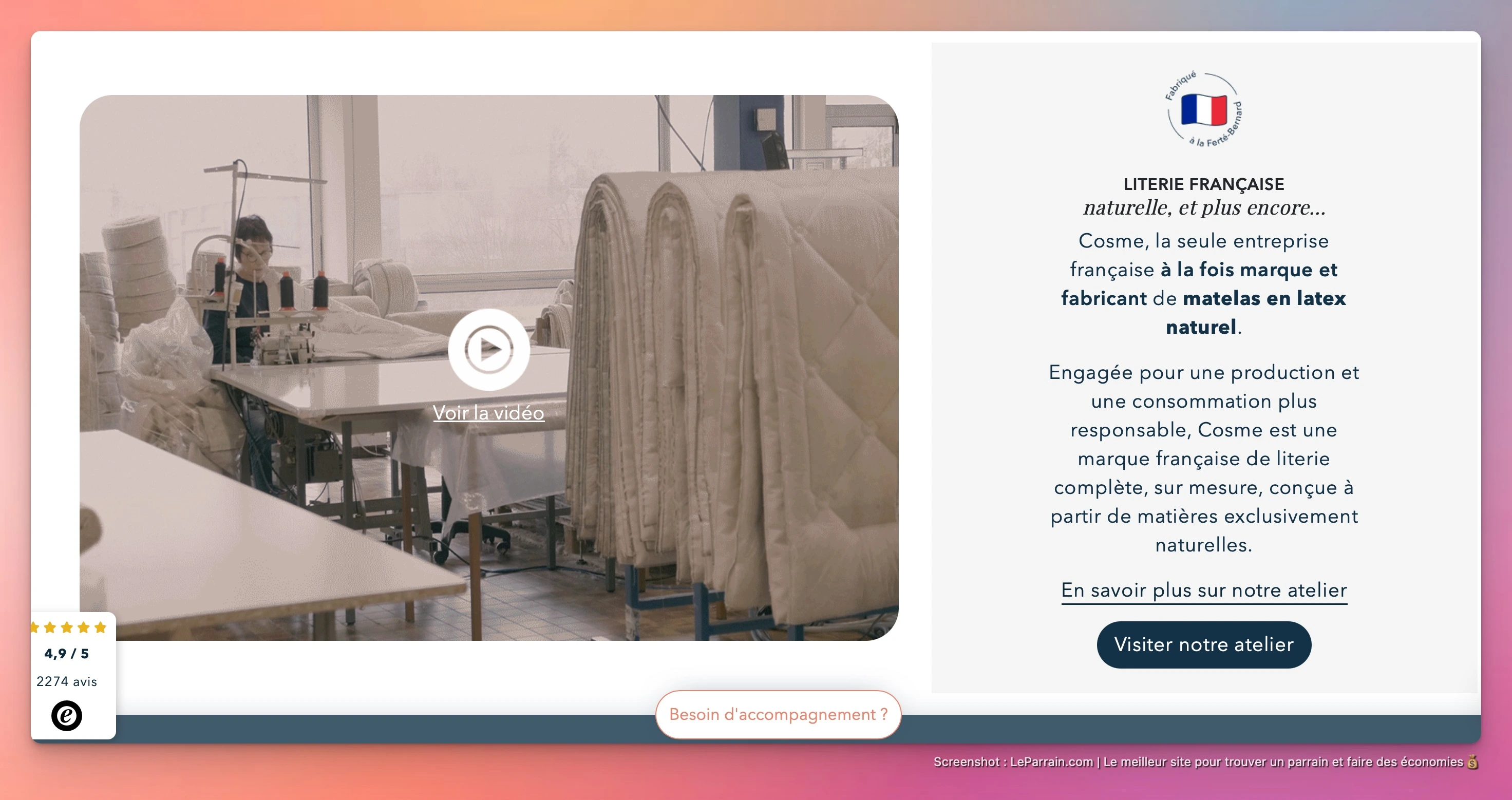 Capture d'écran 3 du programme de parrainage Cosme