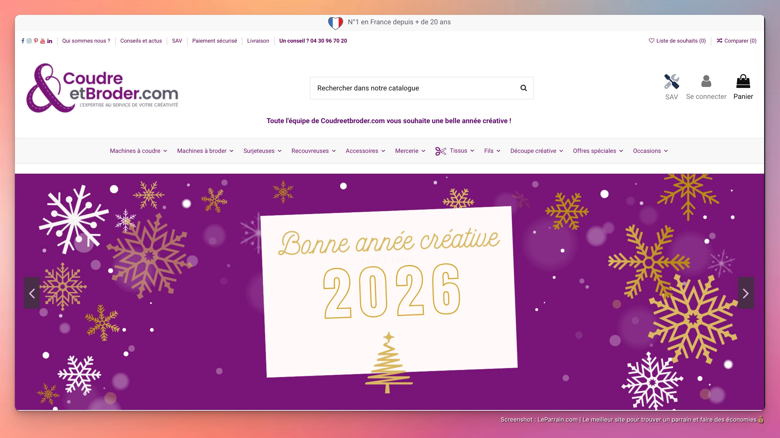 Capture d'écran 2 du programme de parrainage coudre et broder