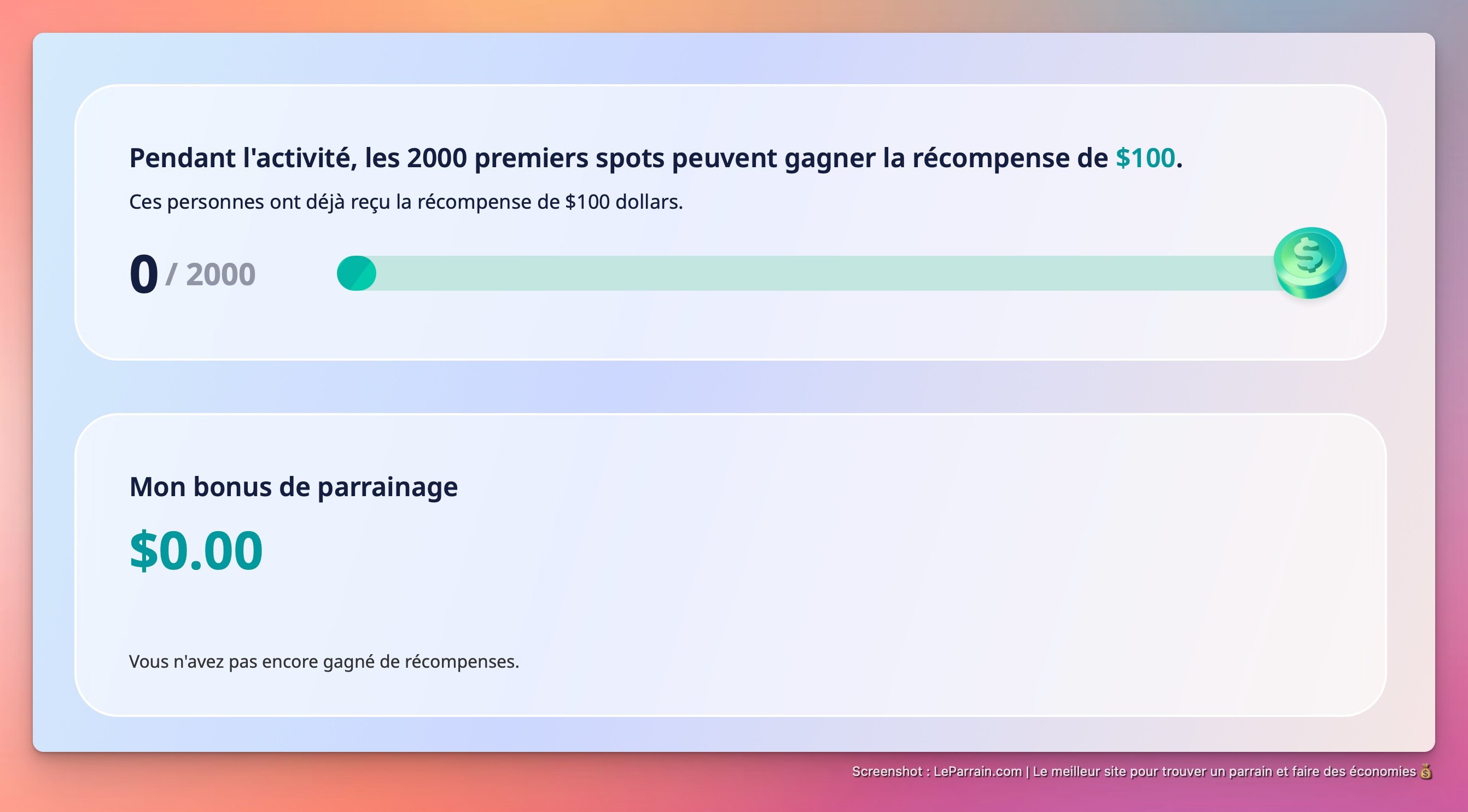 Capture d'écran 2 du programme de parrainage Coupert
