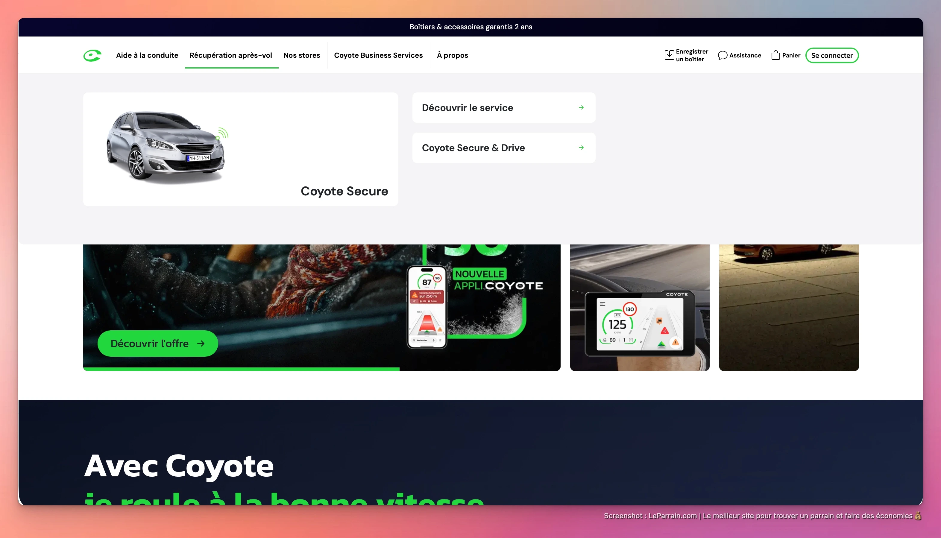 Capture d'écran 2 du programme de parrainage Coyote