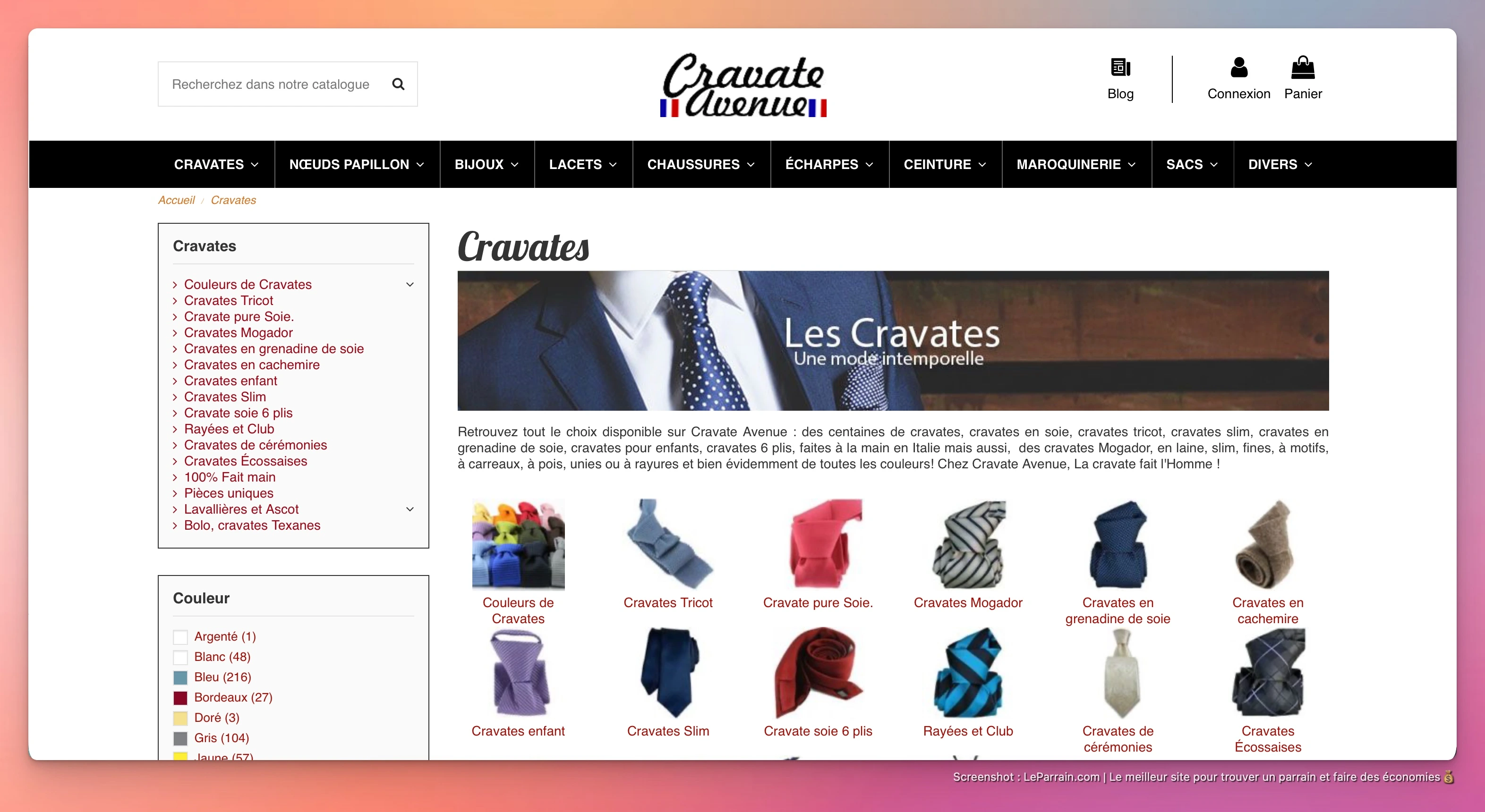 Capture d'écran 1 du programme de parrainage Cravate Avenue