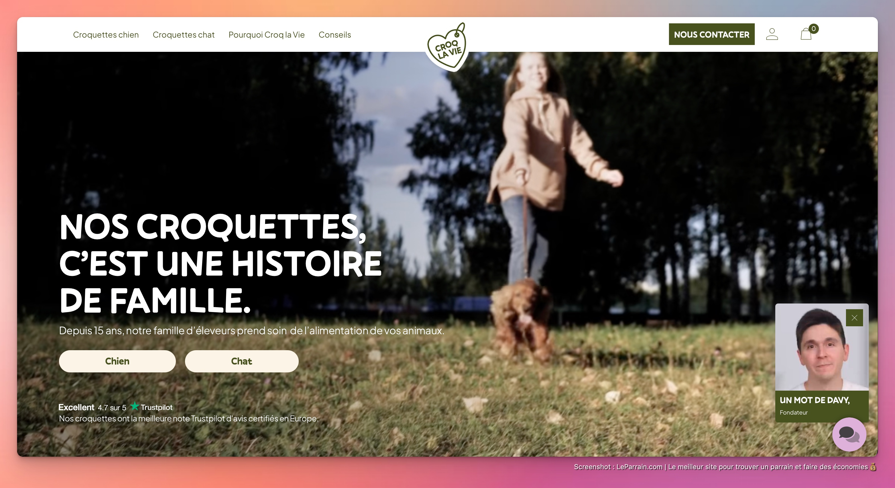 Capture d'écran 2 du programme de parrainage Croqlavie