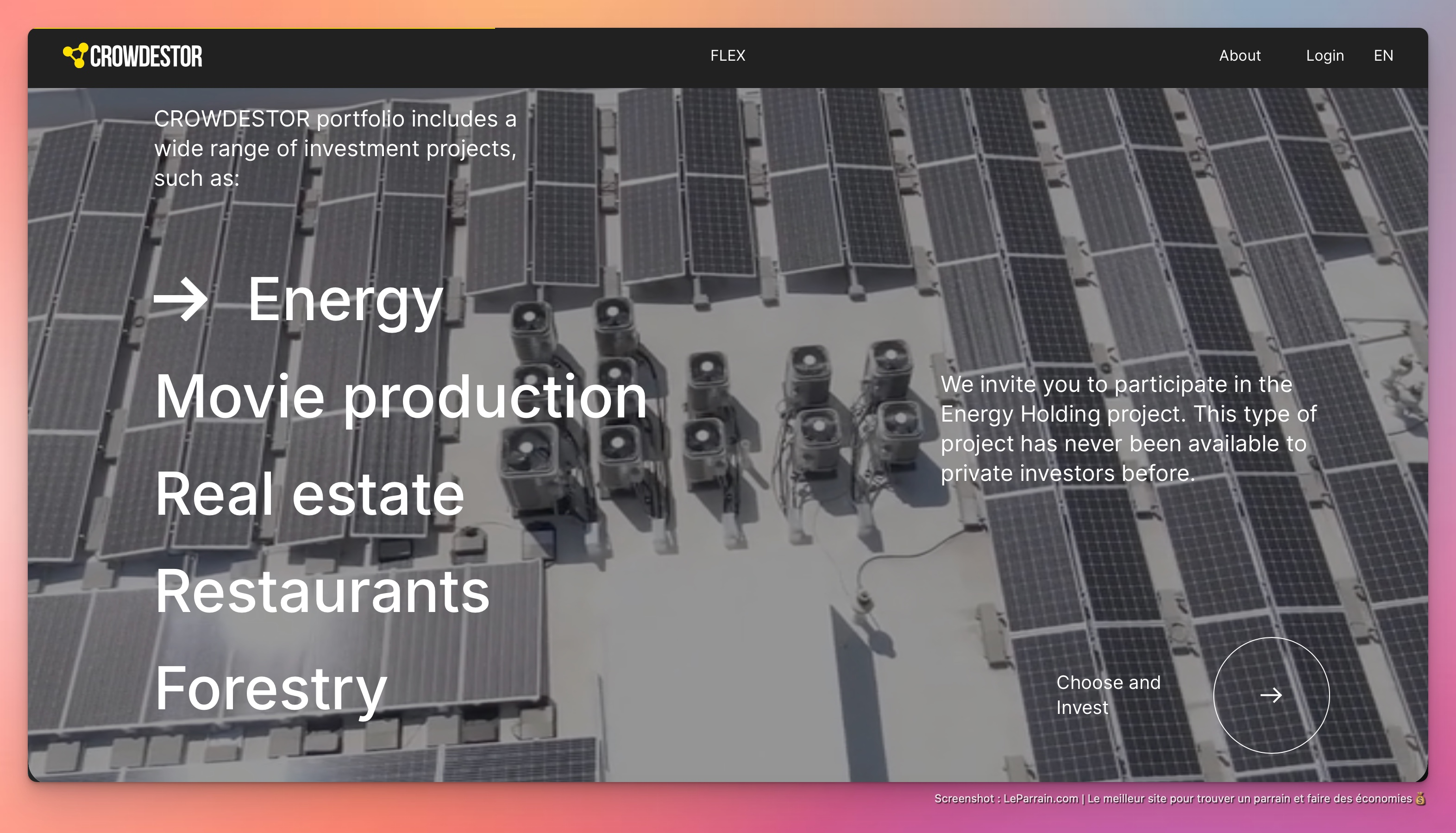 Capture d'écran 1 du programme de parrainage Crowdestor