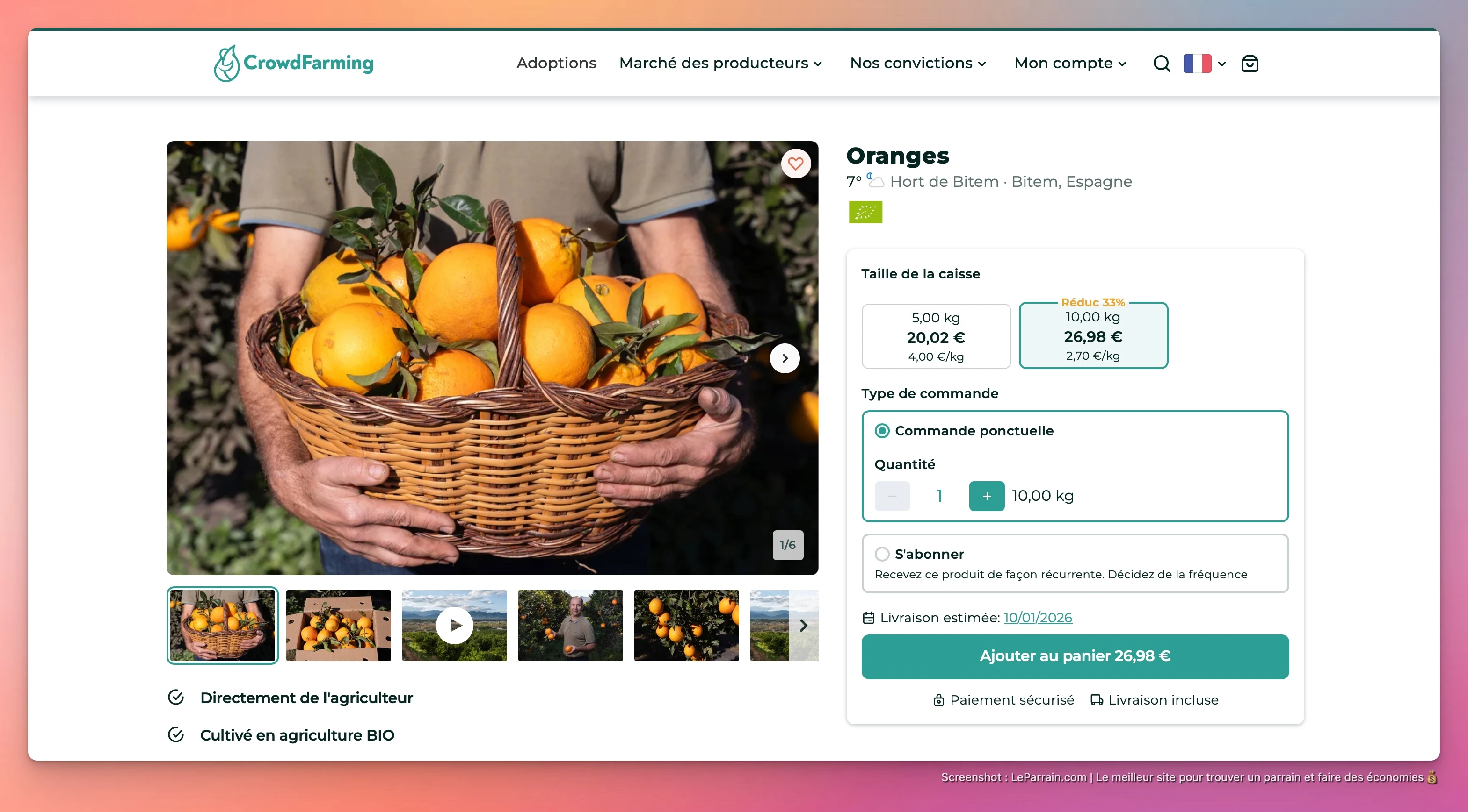 Capture d'écran 6 du programme de parrainage CrowdFarming