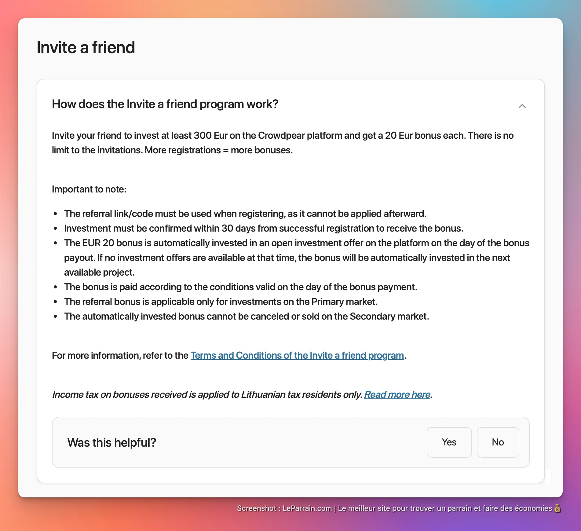 Capture d'écran 5 du programme de parrainage CrowdPear