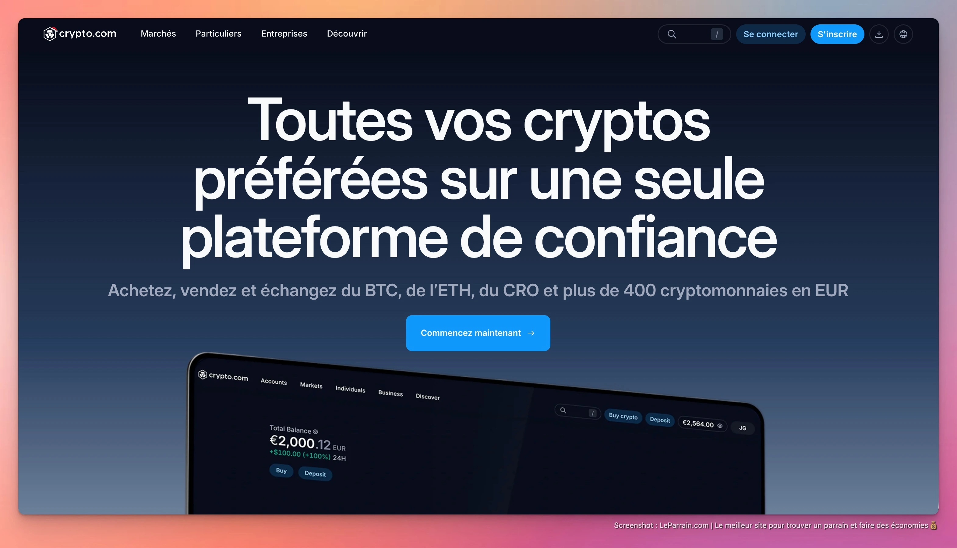 Capture d'écran 2 du programme de parrainage Crypto