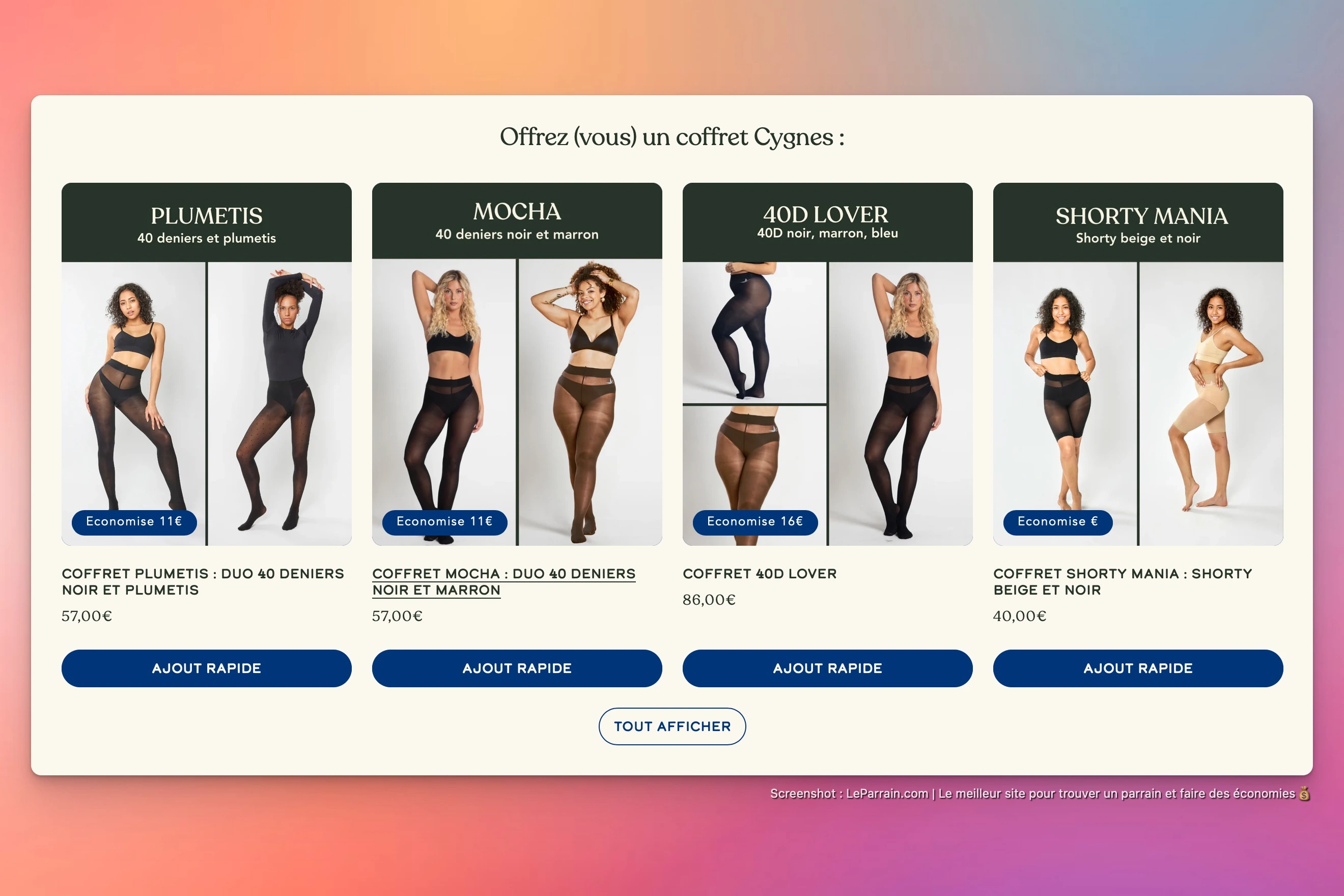 Capture d'écran 4 du programme de parrainage Cygnes