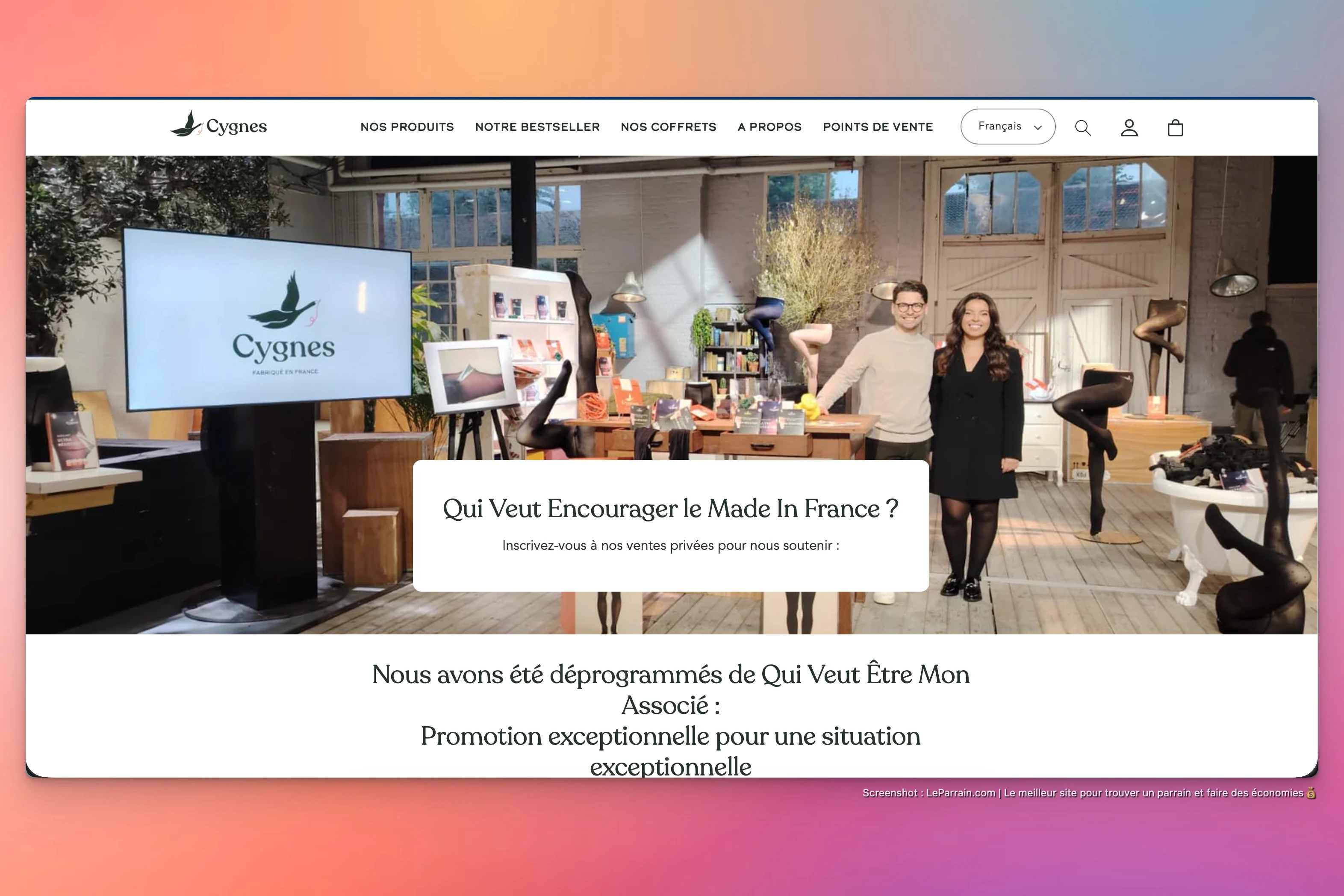 Capture d'écran 5 du programme de parrainage Cygnes