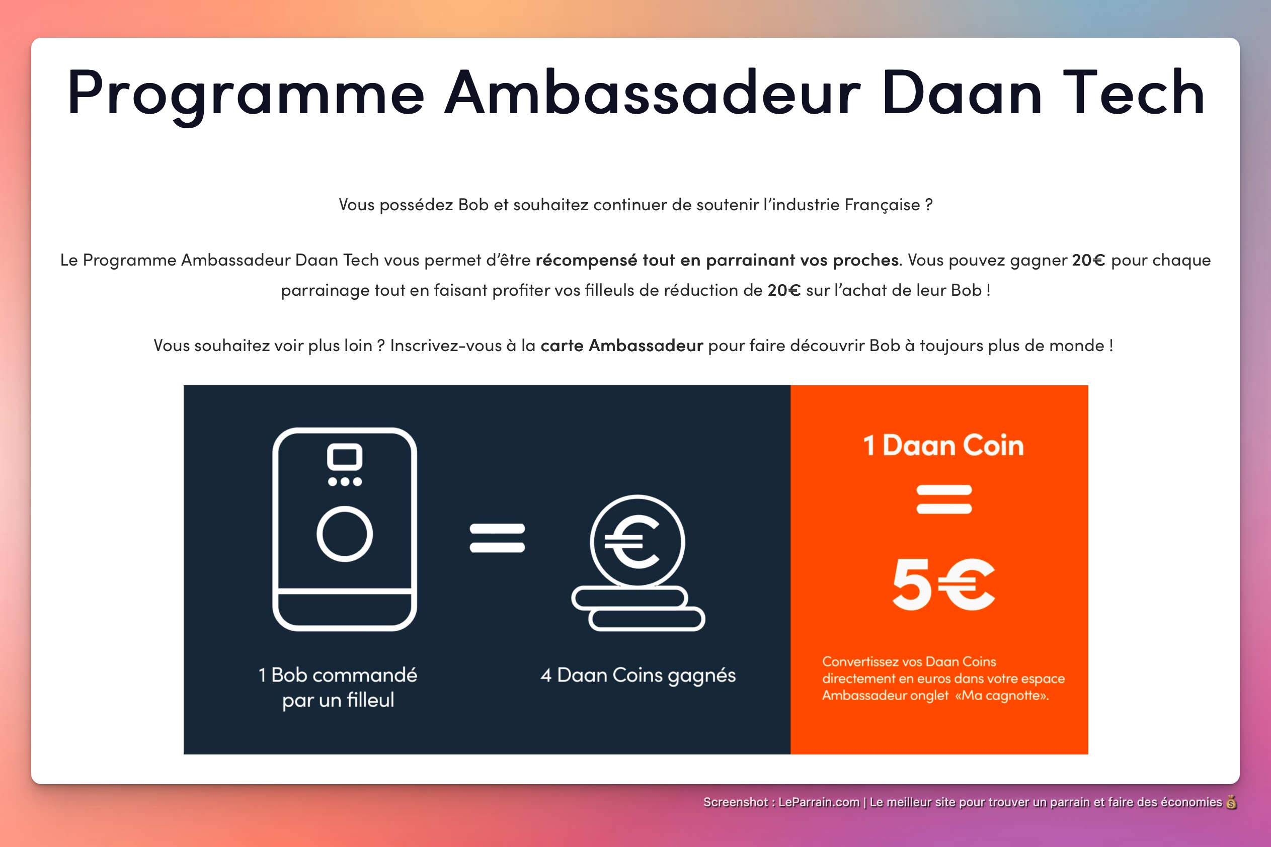 Capture d'écran 8 du programme de parrainage Daan Tech