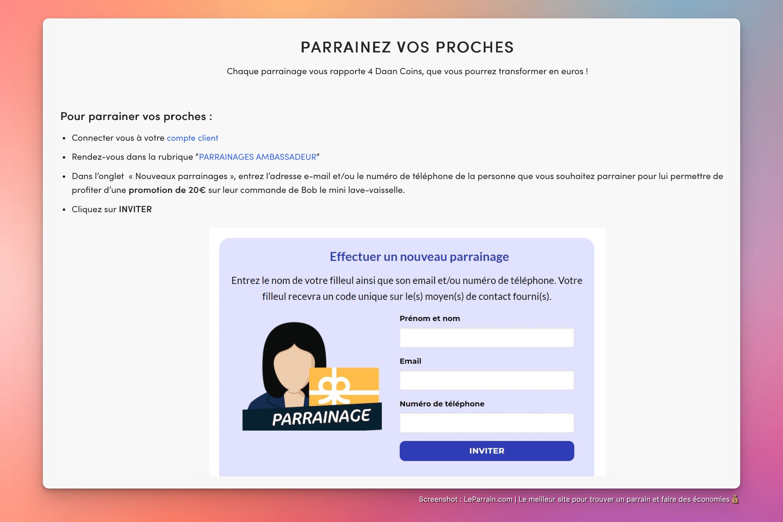 Capture d'écran 9 du programme de parrainage Daan Tech