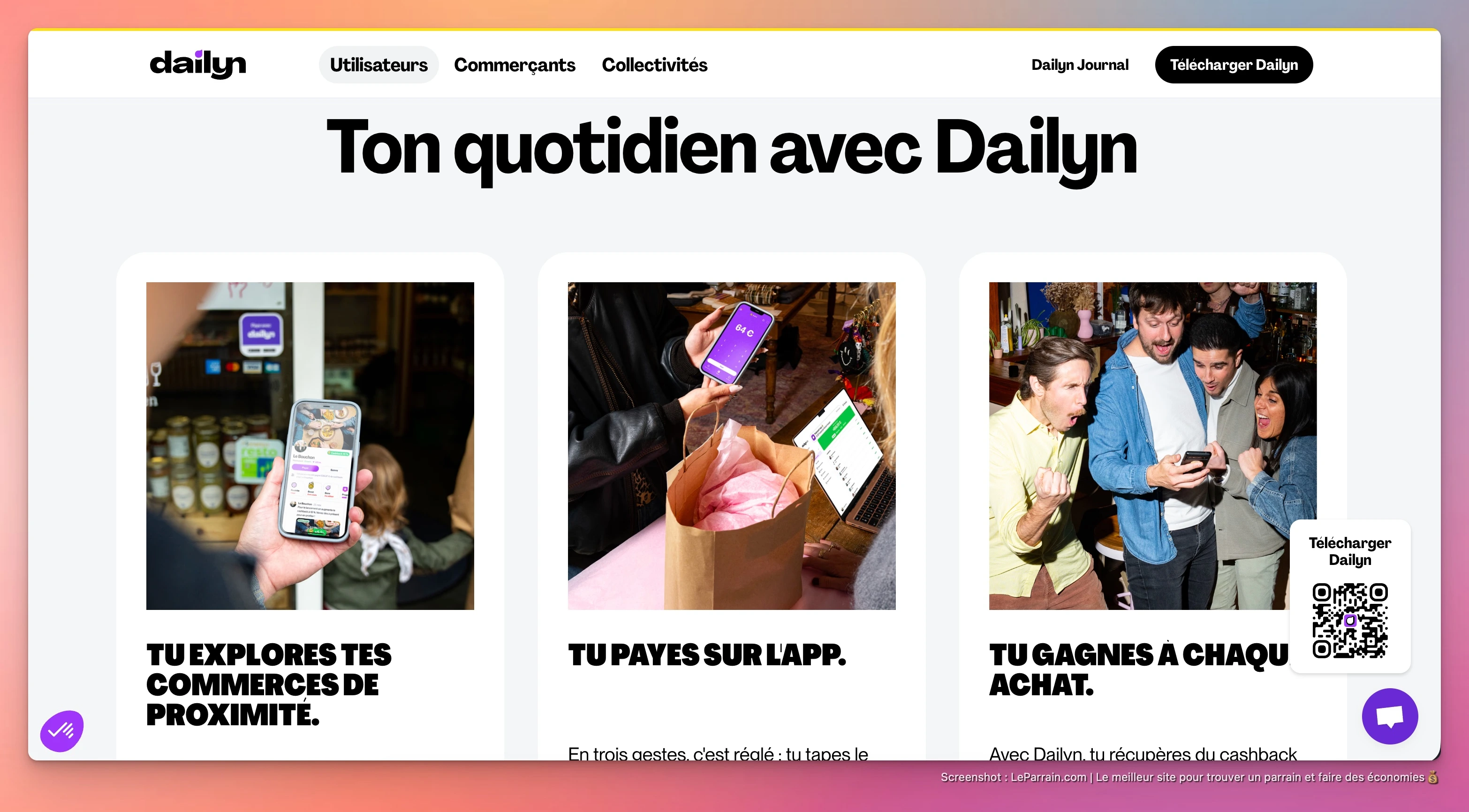 Capture d'écran 1 du programme de parrainage Dailyn