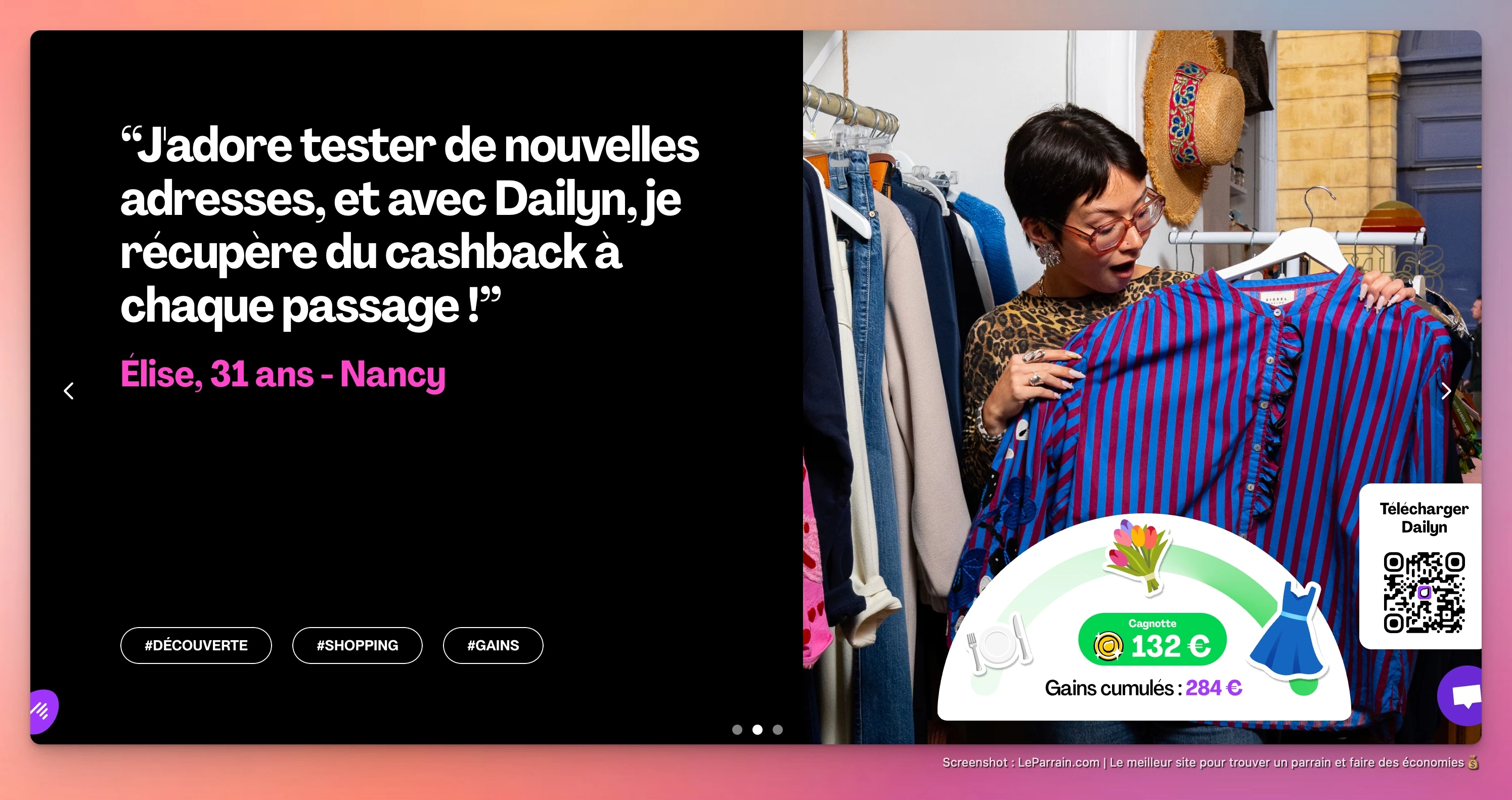 Capture d'écran 3 du programme de parrainage Dailyn