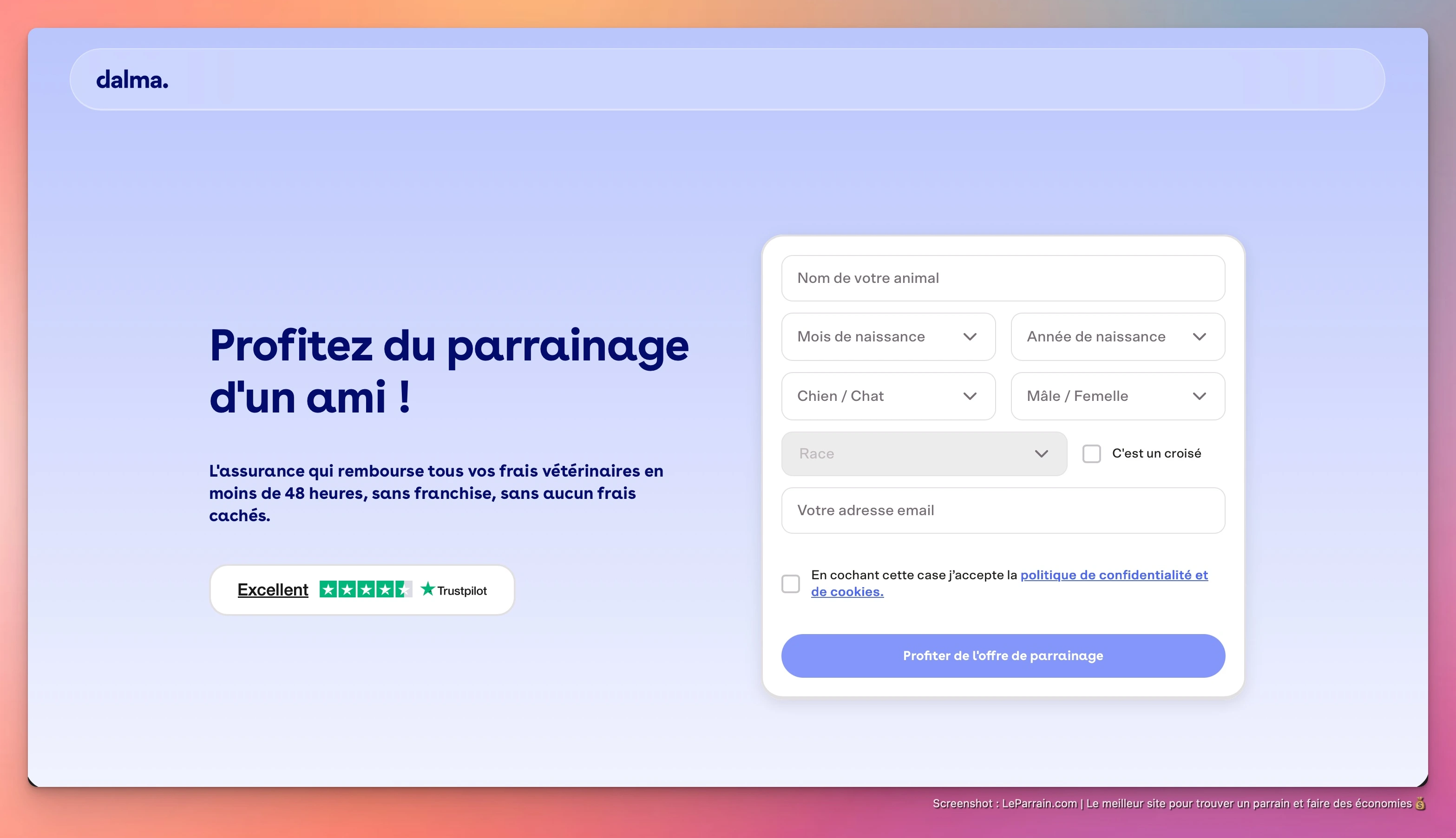 Capture d'écran 5 du programme de parrainage Dalma